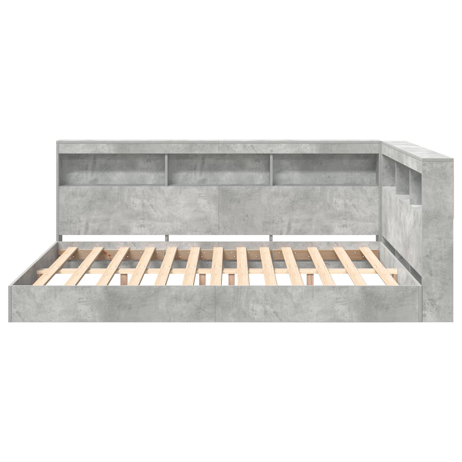 Krevet s policama Beton siva 160 x 200 cm Konstruirano drvo