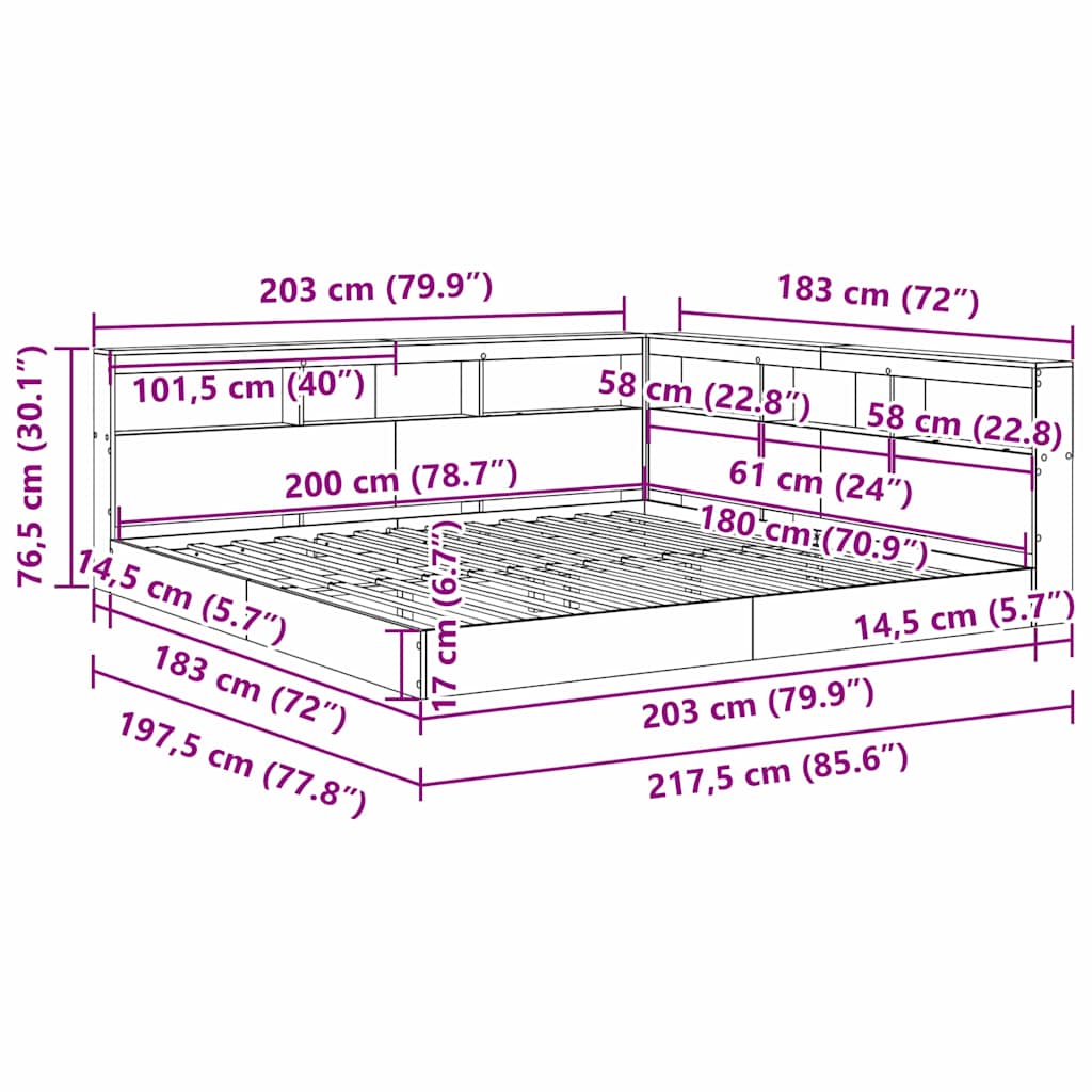 Krevet s policama sonoma hrast 180 x 200 cm Konstruirano drvo