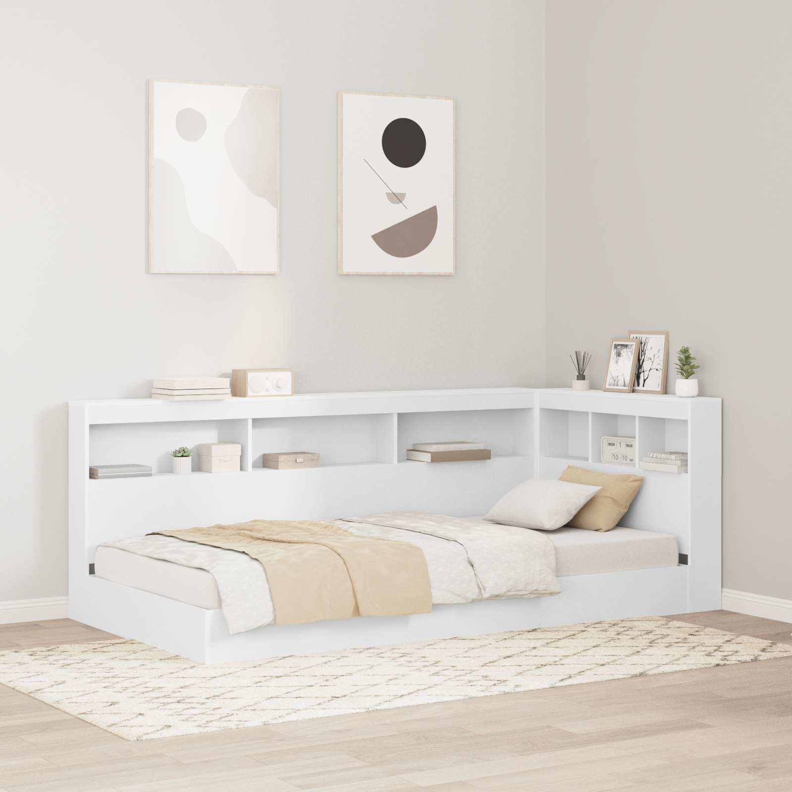 Krevet s policama Bijelo 75 x 190 cm Konstruirano drvo