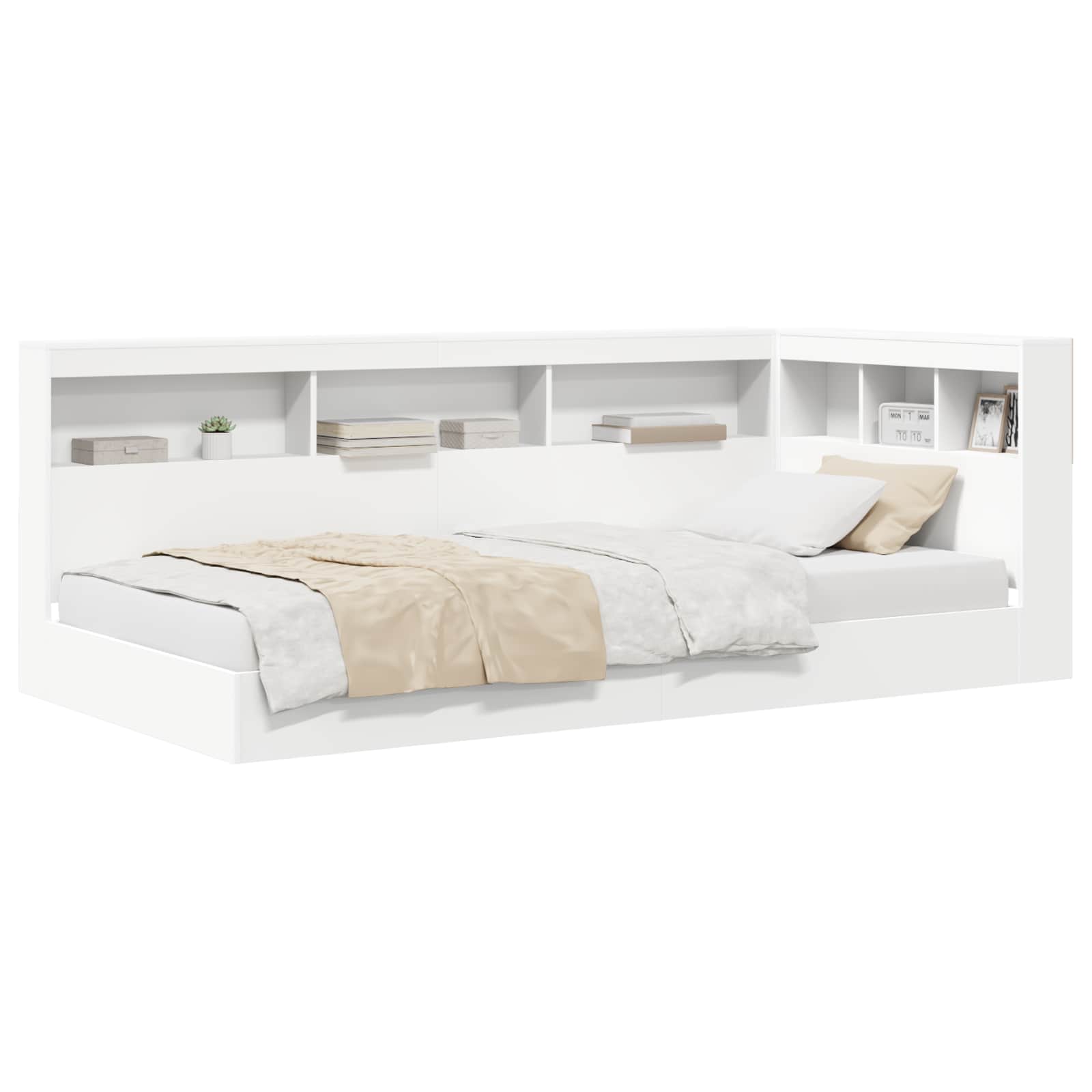 Krevet s policama Bijelo 75 x 190 cm Konstruirano drvo