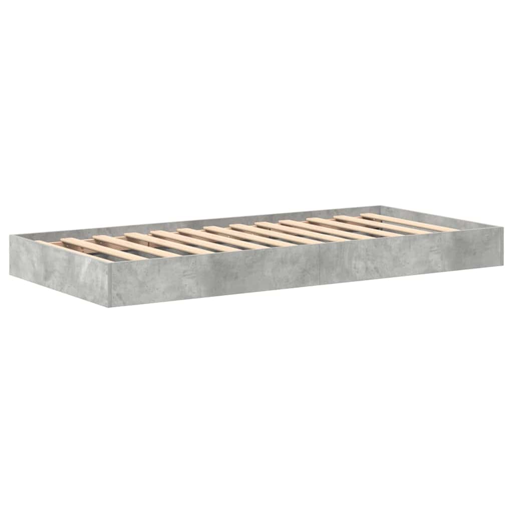 Krevet s policama Betonski sivi 75 x 190 cm Konstruirano drvo