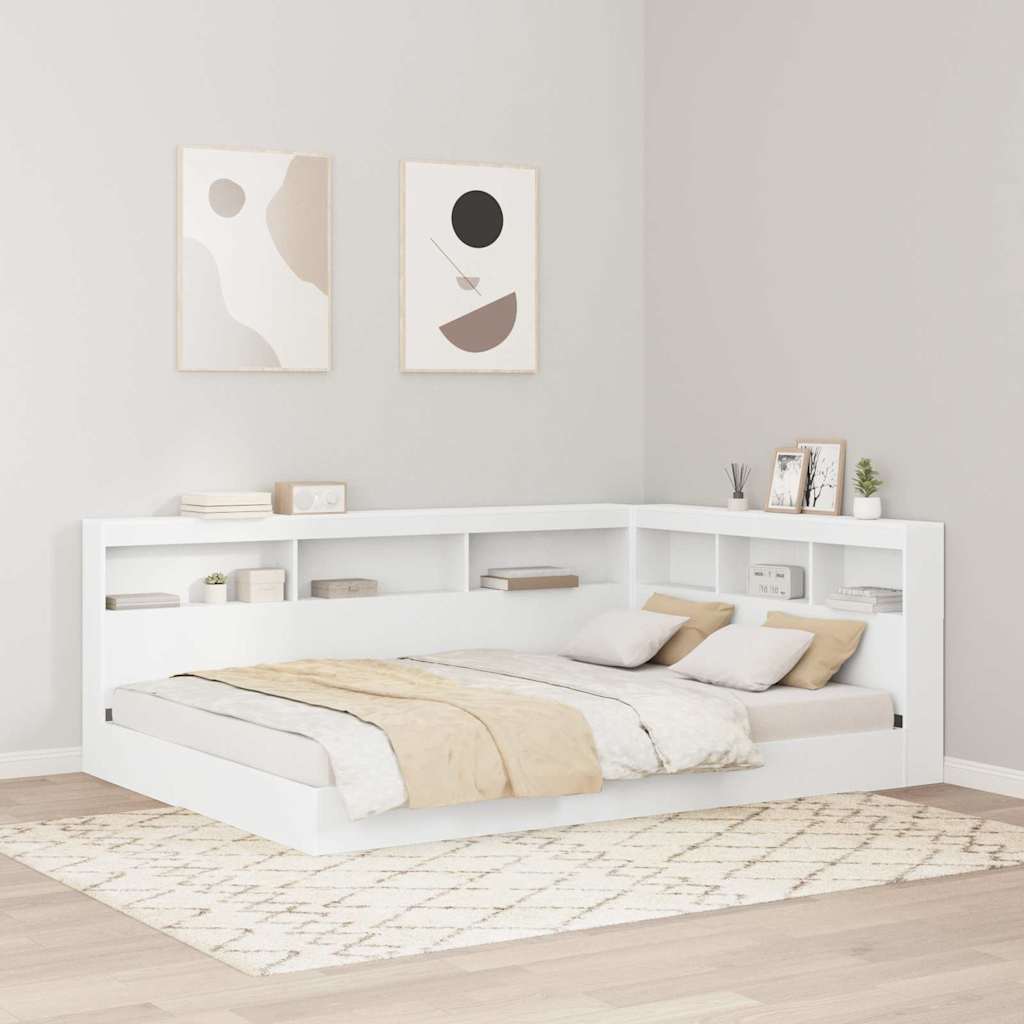 Krevet s policama Bijelo 135 x 190 cm Konstruirano drvo