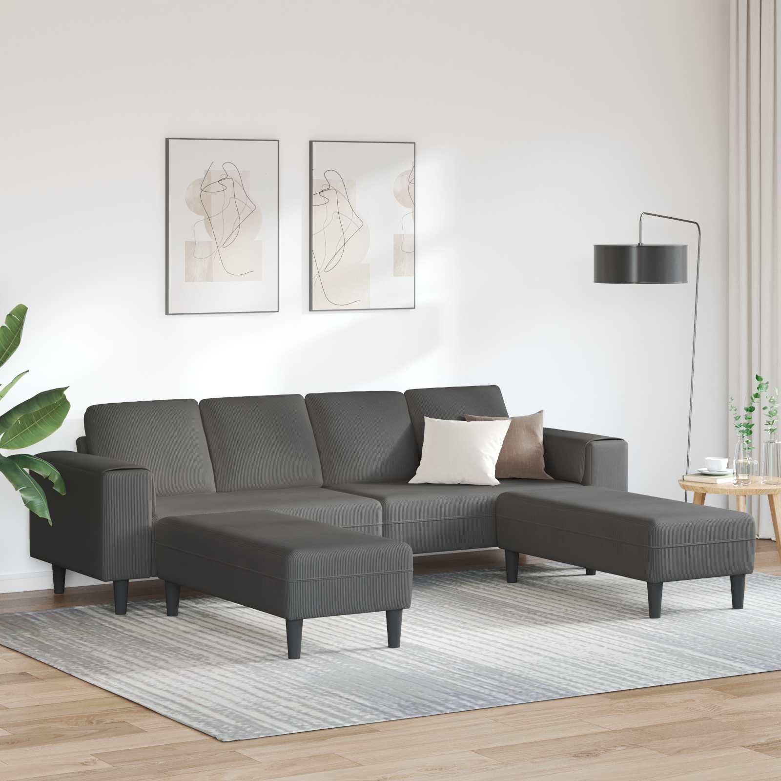 Sofa Tamno siva 250 x 188 x 76 cm Kordura tekstil