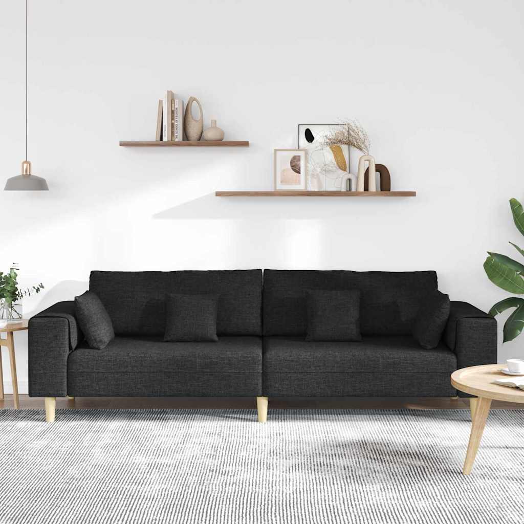 Sofa s jastukom Crna 250 x 77 x 76 cm tkanina