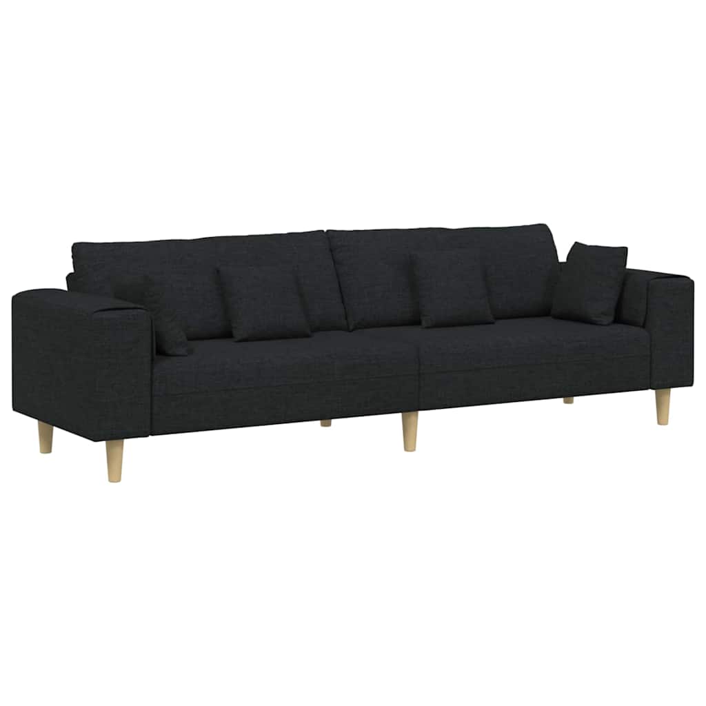 Sofa s jastukom Crna 250 x 77 x 76 cm tkanina