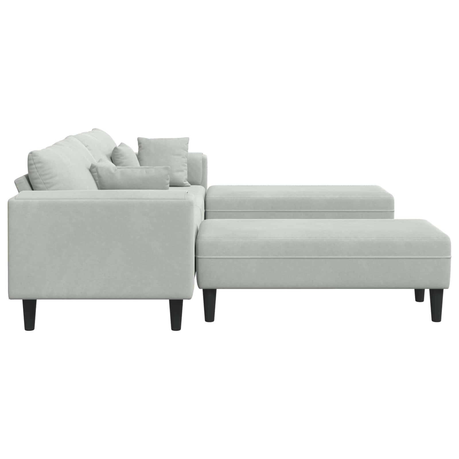 Sofa 3 pcs Svijetlo siva 250 x 188 x 76 cm Baršun