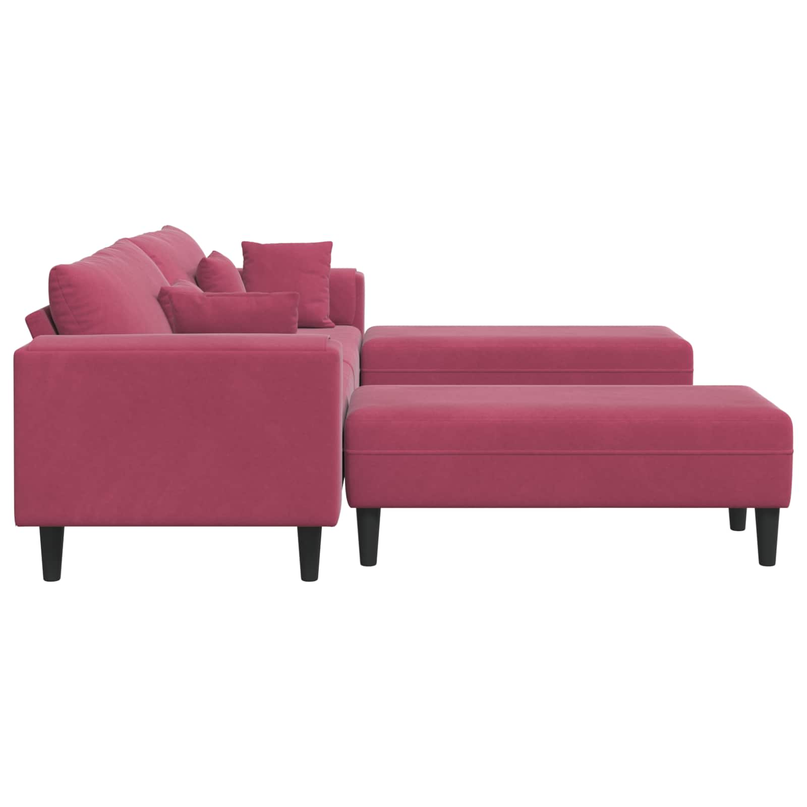 Sofa 3 pcs Vinska crvena 250 x 188 x 76 cm Baršun