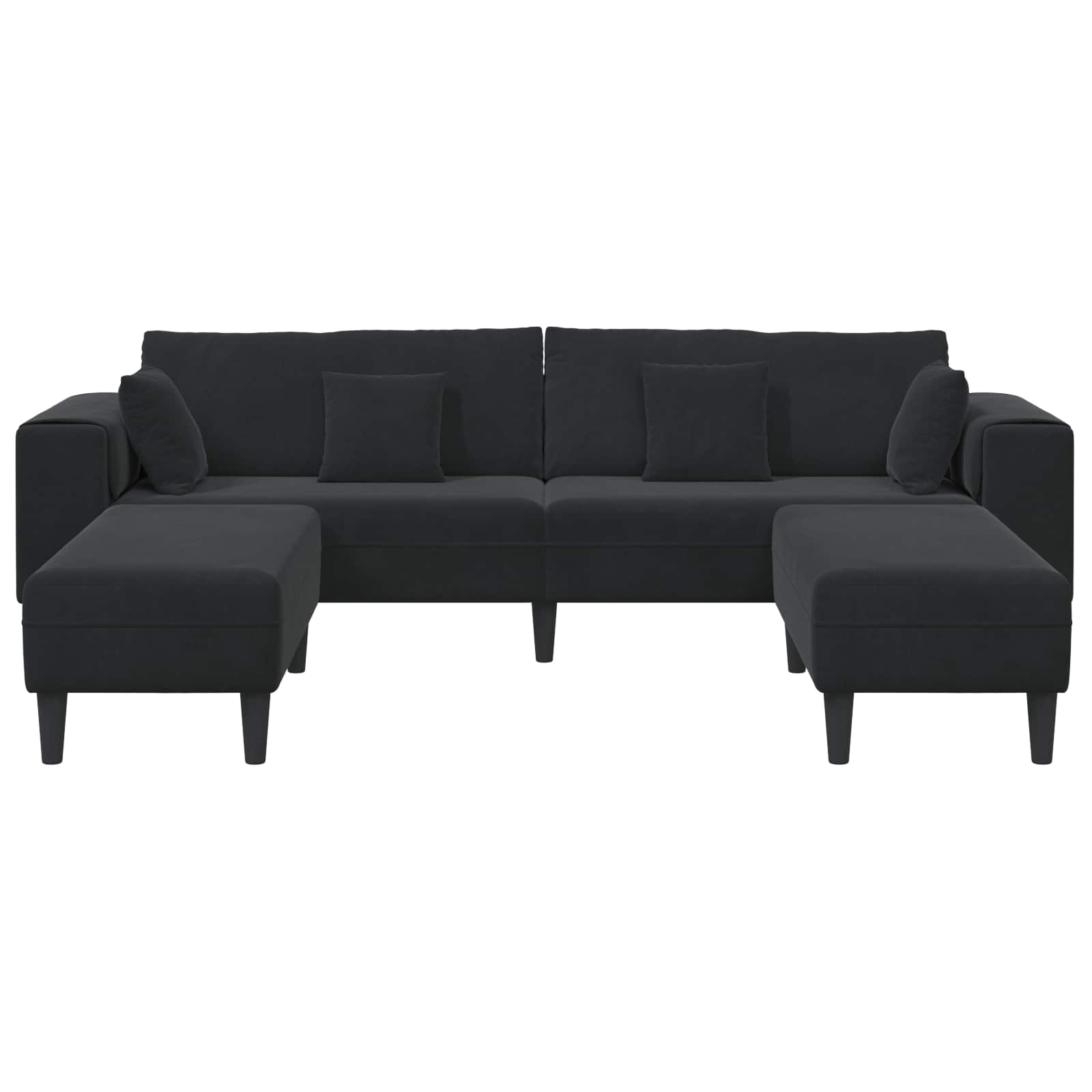 Sofa 3 pcs Crna 250 x 188 x 76 cm Baršun