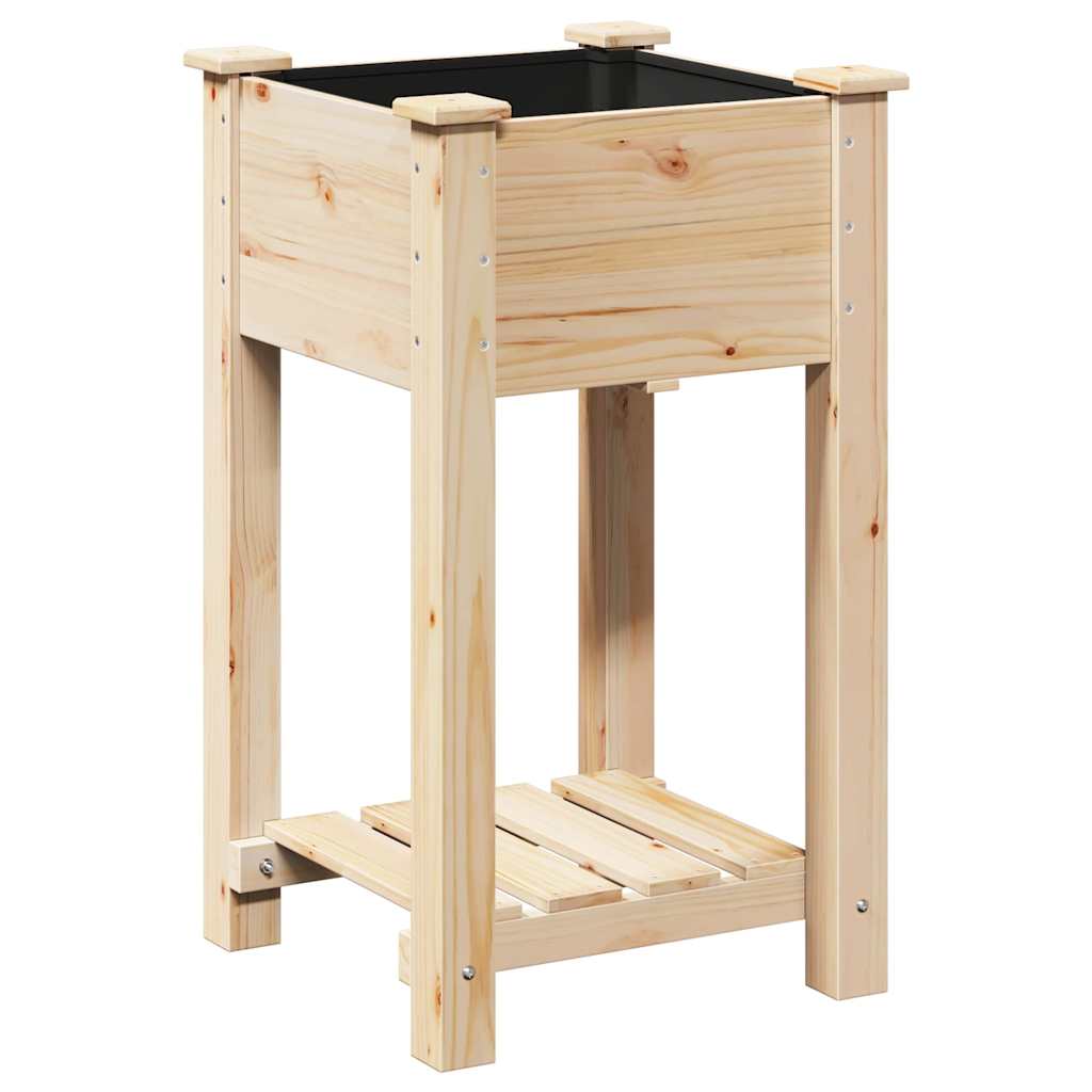 Vrtna saksija s policom Bež 45 x 45 x 76,5 cm Čvrsto drvo jele