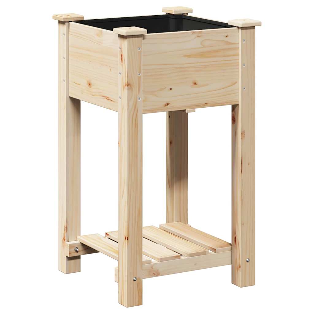Vrtna saksija s policom Bež 45 x 45 x 76,5 cm Čvrsto drvo jele