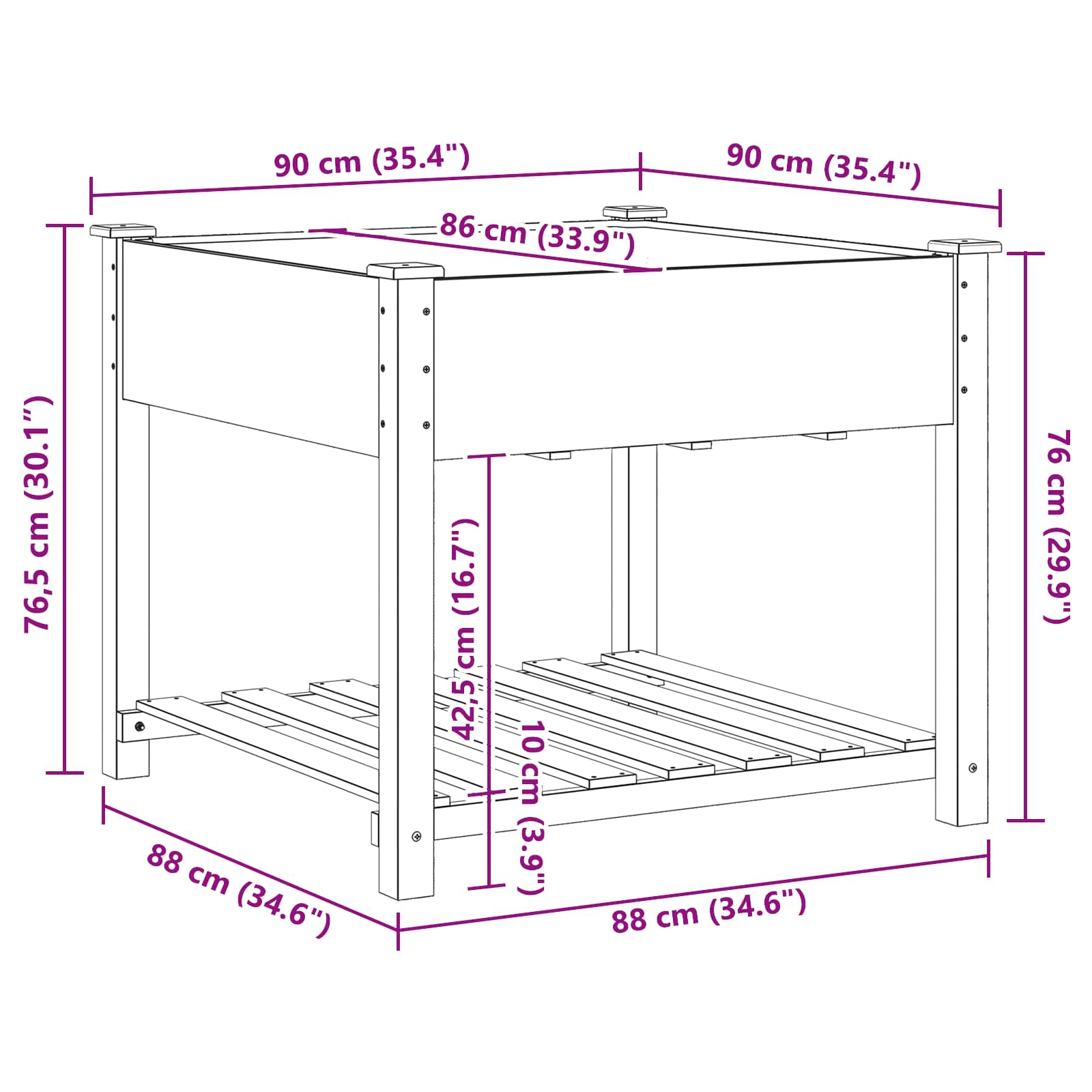 Vrtna saksija Bež 60,5 x 60 x 76,5 cm Čvrsto drvo jele