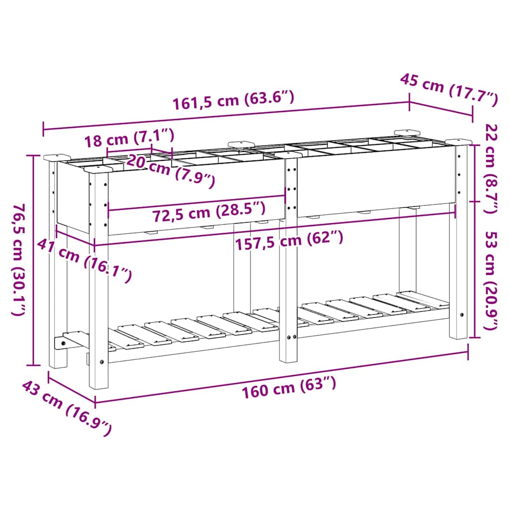 Vrtna saksija Bež 161,5 x 45 x 76,5 cm Čvrsto drvo jele