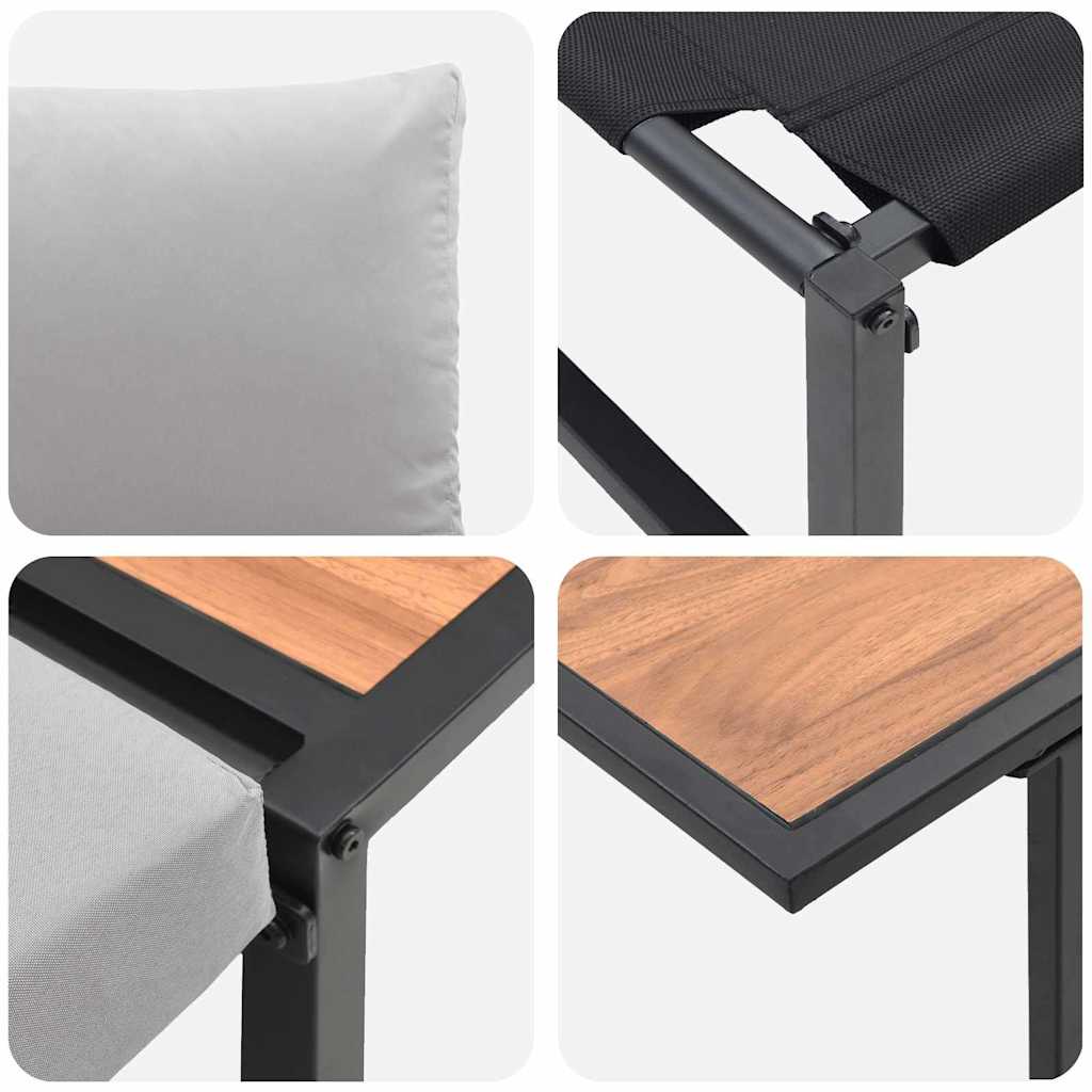 Vrtni set za objed 3 pcs Svijetlo siva Čelik