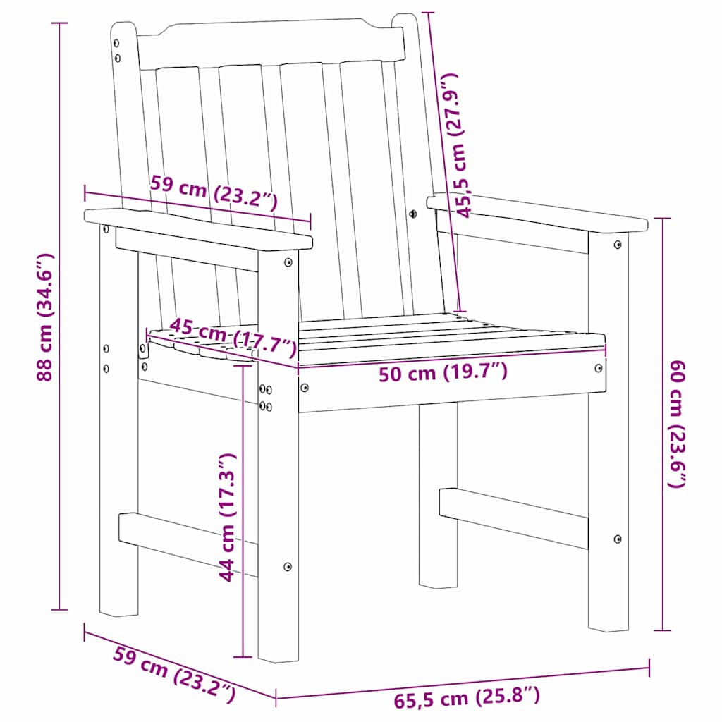 Vrtna stolica 6 pcs Crna 65.5 x 59 x 88 cm Polietilen