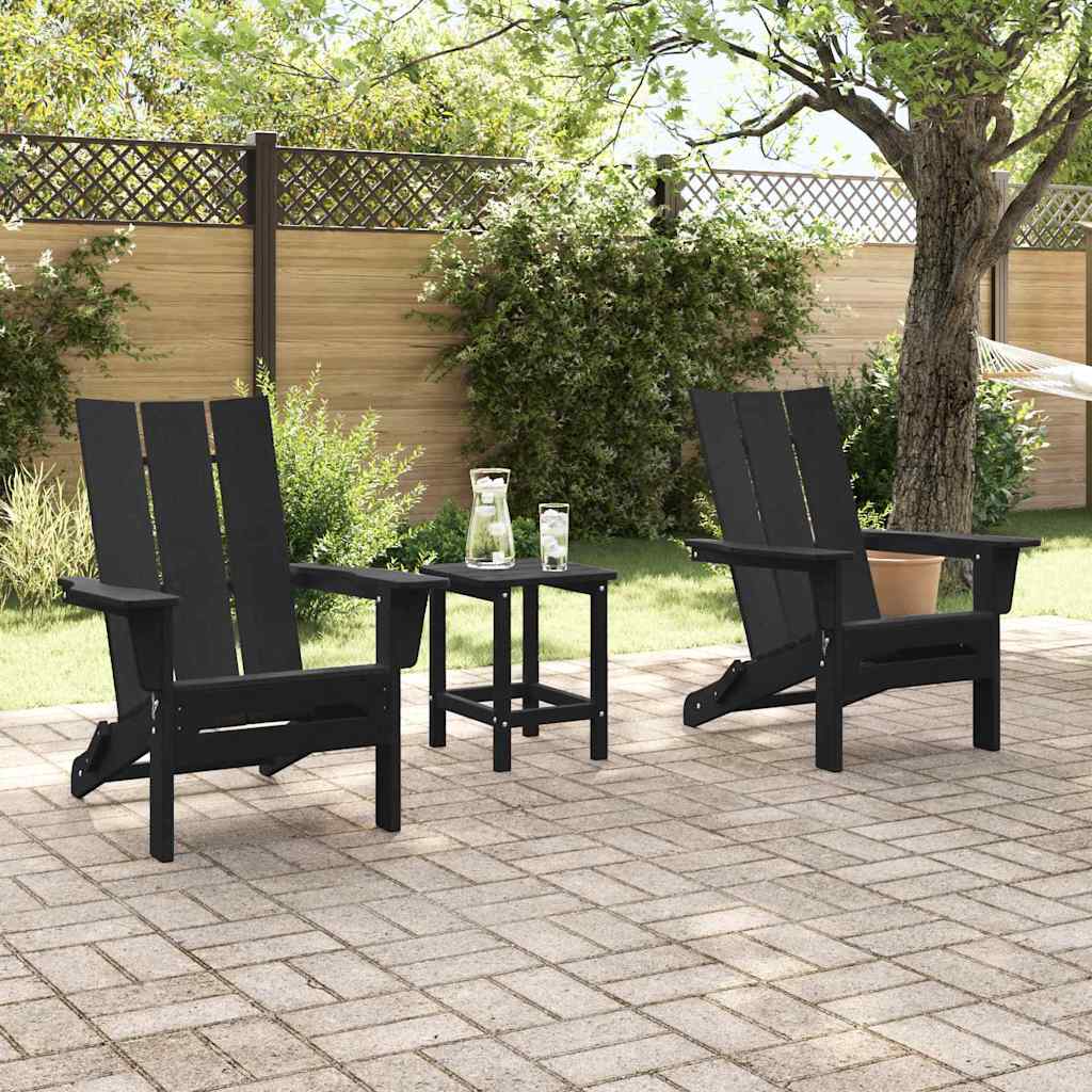 Vrtna stolica 3 pcs Crna 80.5 x 74.5 x 92 cm Polietilen