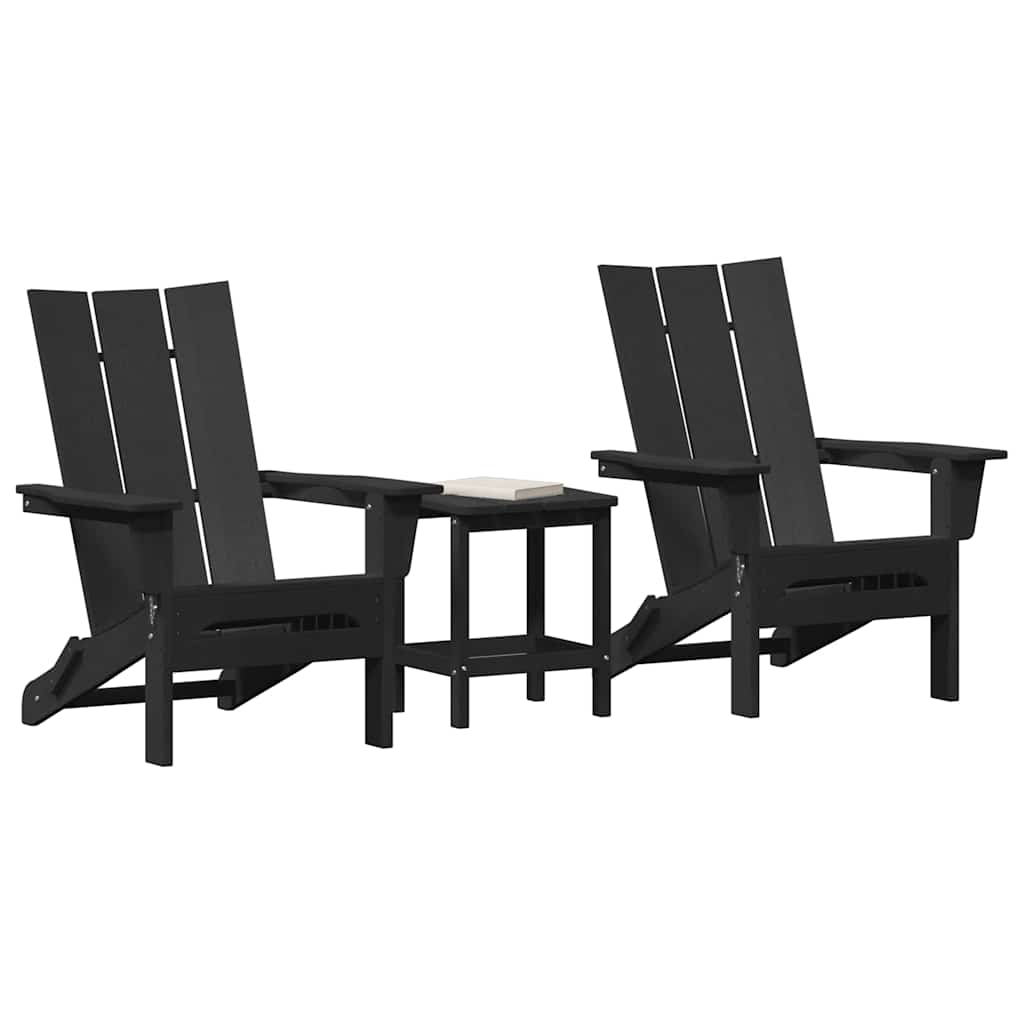 Vrtna stolica 3 pcs Crna 80.5 x 74.5 x 92 cm Polietilen