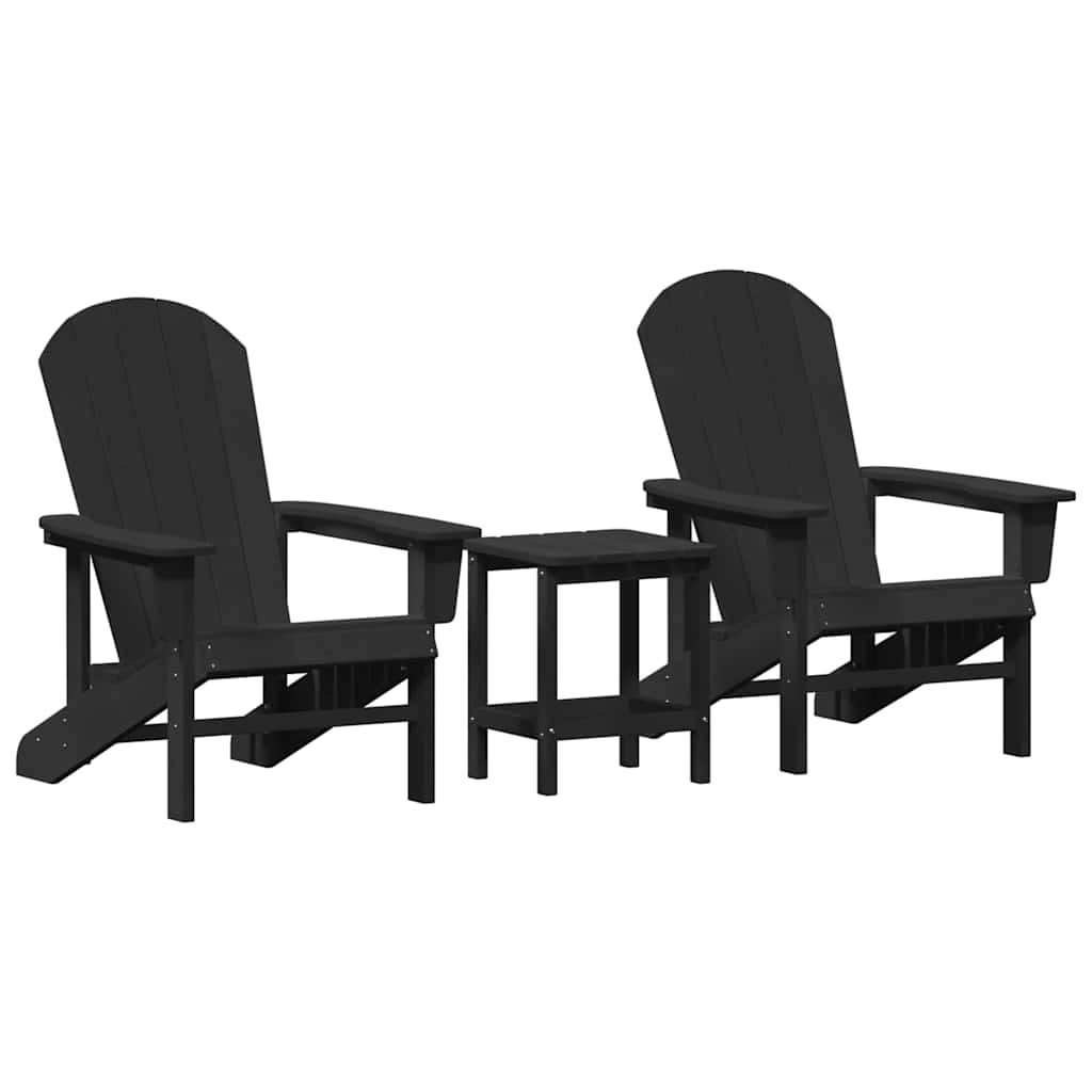 Vrtna stolica 3 pcs Crna Polietilen