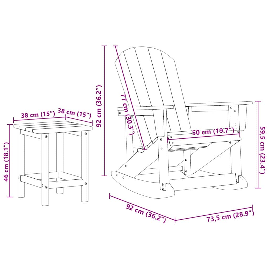 Set lounge namještaja za vrt 3 pcs Crna HDPE