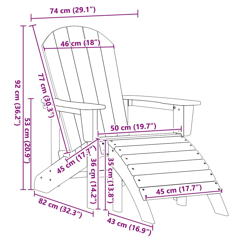 Vrtna stolica 2 pcs Mornarska 83 x 74 x 92 cm Polietilen