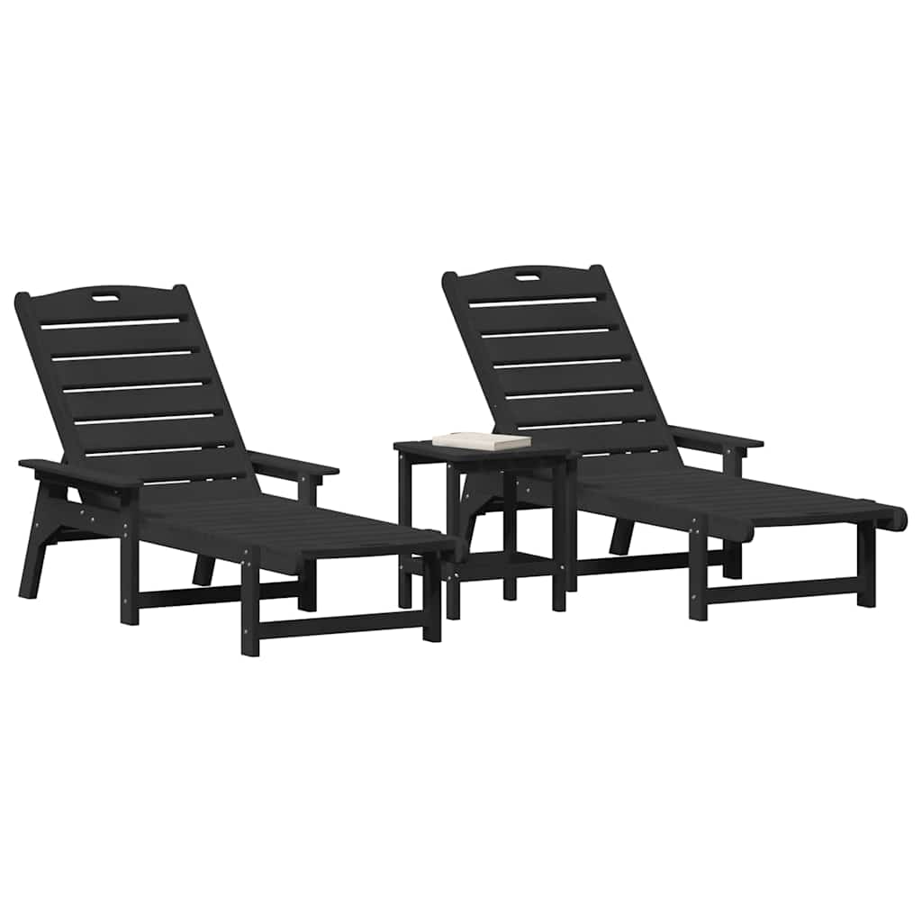 Ležaljka 3 pcs Crna Polietilen