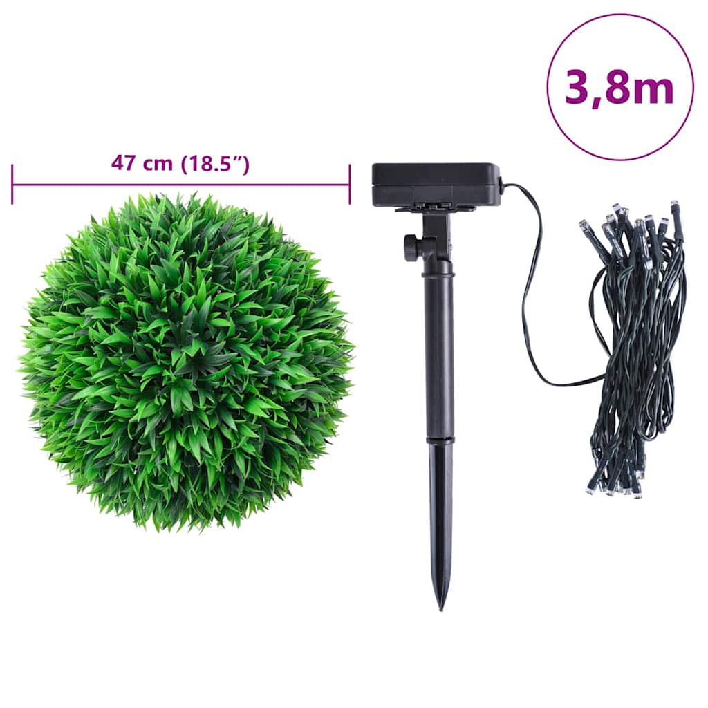 Umjetne kugle od šimšira s LED svjetlima 2 kom zelene 47 cm