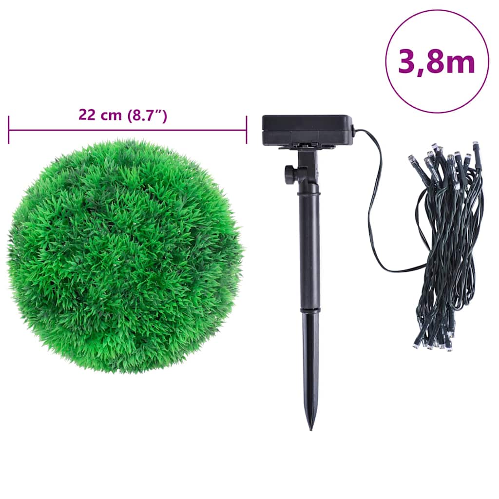 Umjetne kugle od šimšira s LED svjetlima 2 kom zelene 22 cm