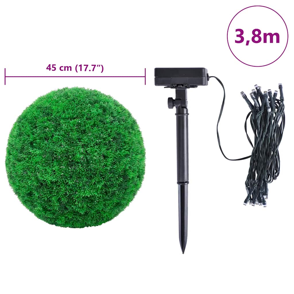 Umjetne kugle od šimšira s LED svjetlima 2 kom zelene 45 cm