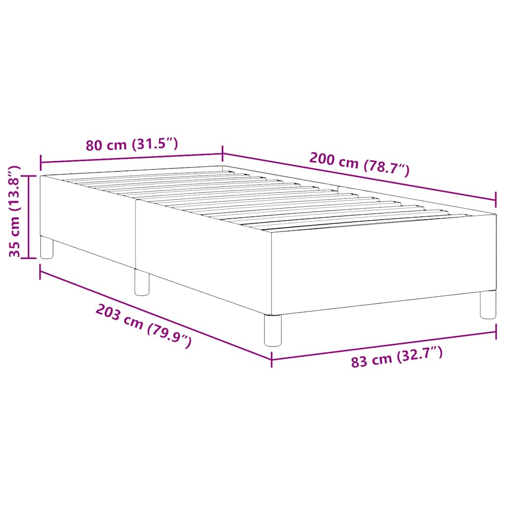 Krevet s opruga kutije Krema 80 x 200 cm Kordura tekstil
