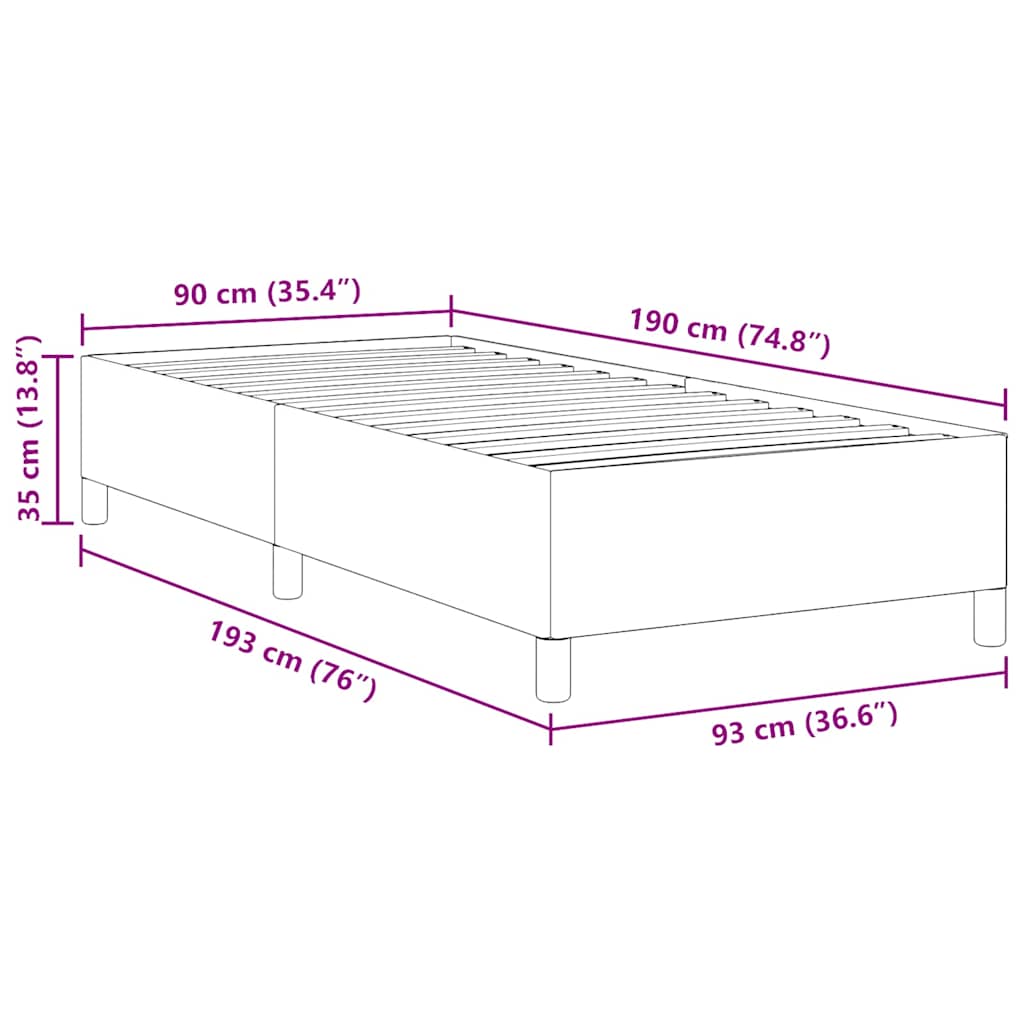 Krevet s opruga kutije Krem 90 x 190 cm Kordura tekstil