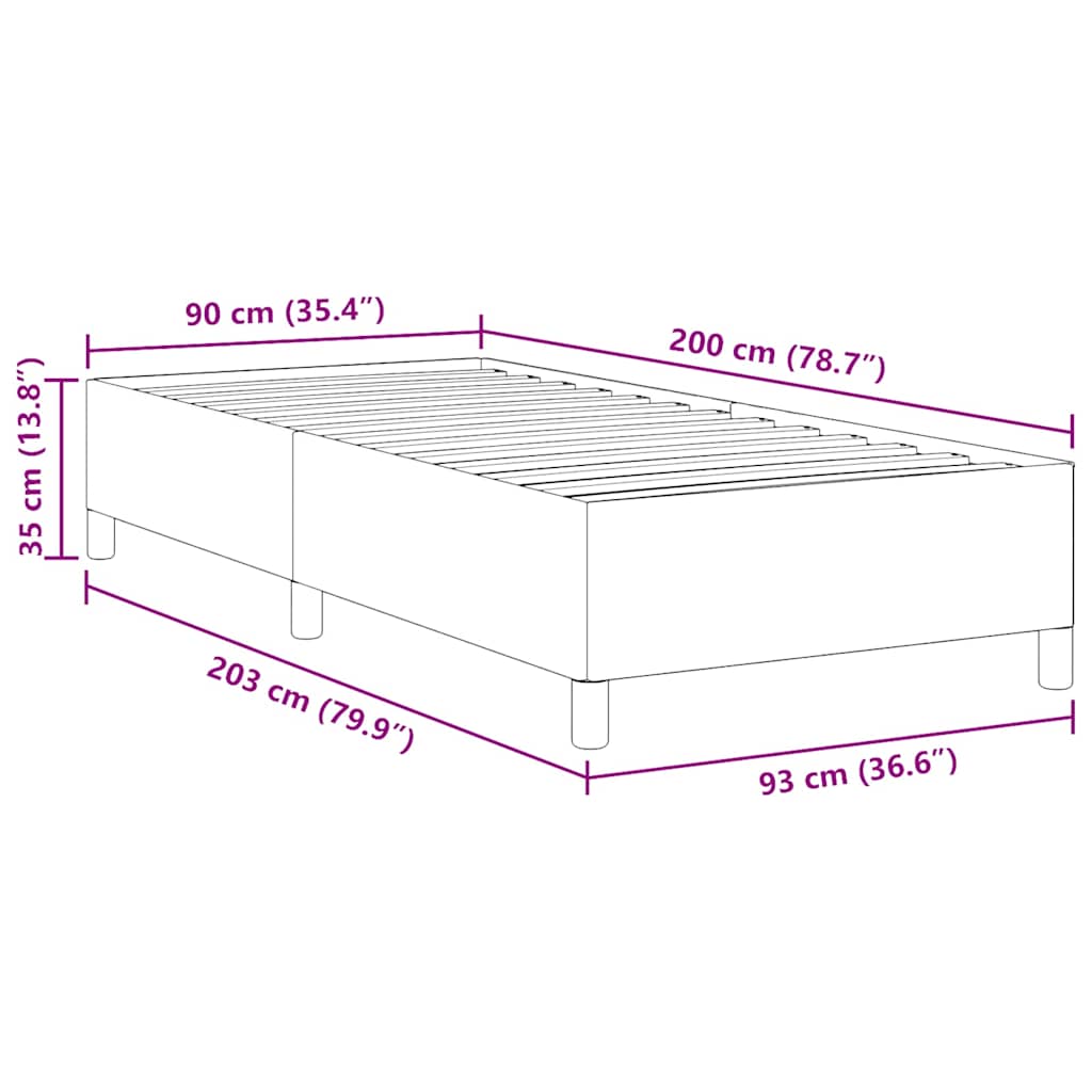 Krevet s opruga kutije Svjetlosiva 90 x 200 cm Kordura tekstil