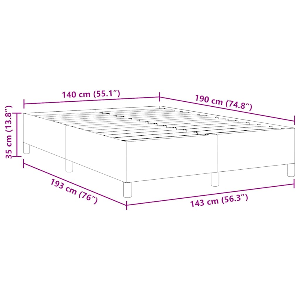 Krevet s opruga kutije Tamnosiva 140 x 190 cm Kordura tekstil