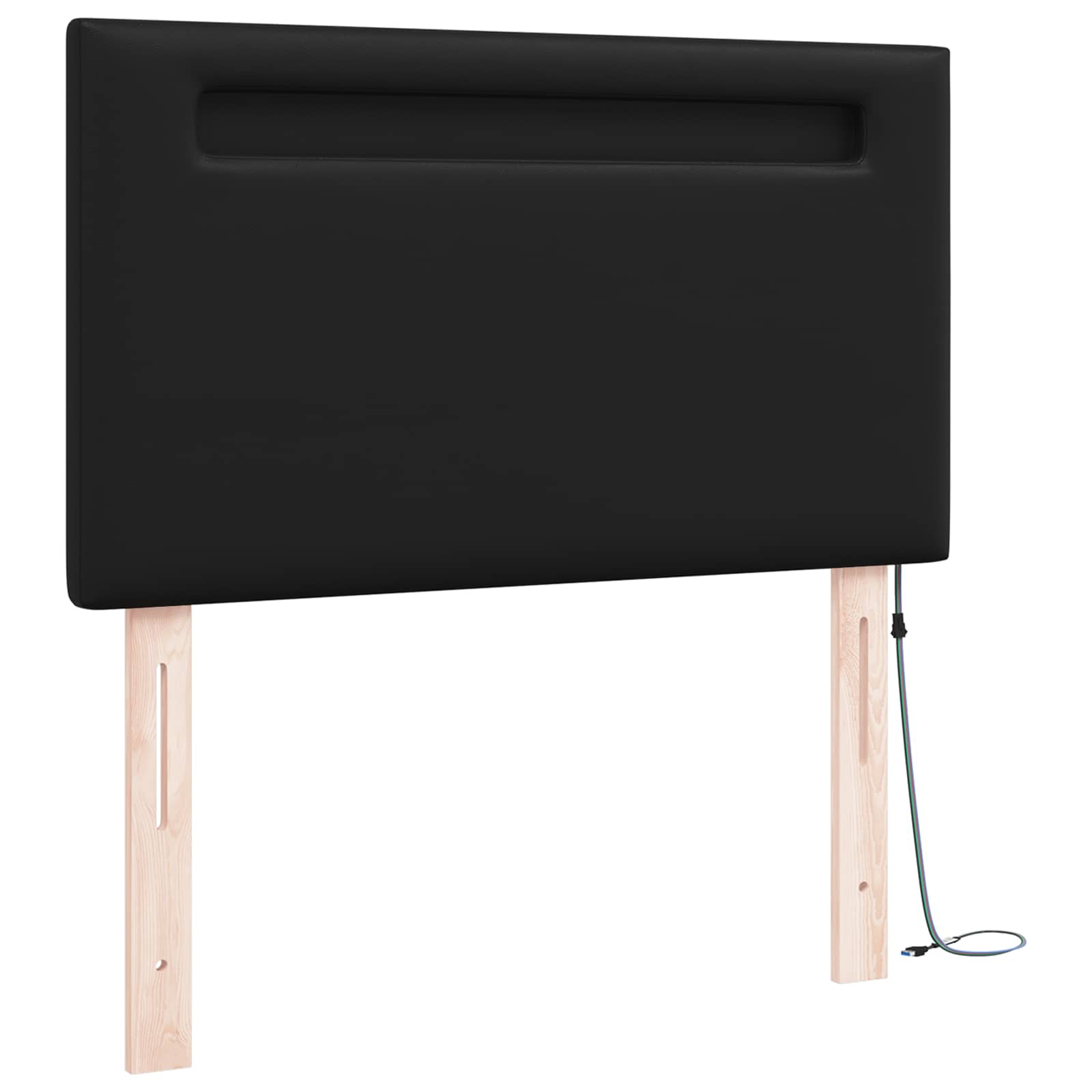 LED glava kreveta Crna 90 cm Lažna koža