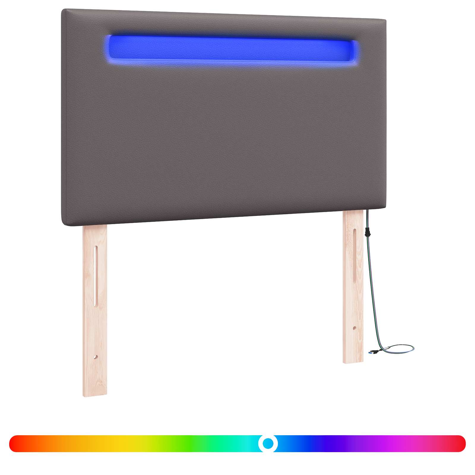 LED glava kreveta Siva 90 cm Lažna koža
