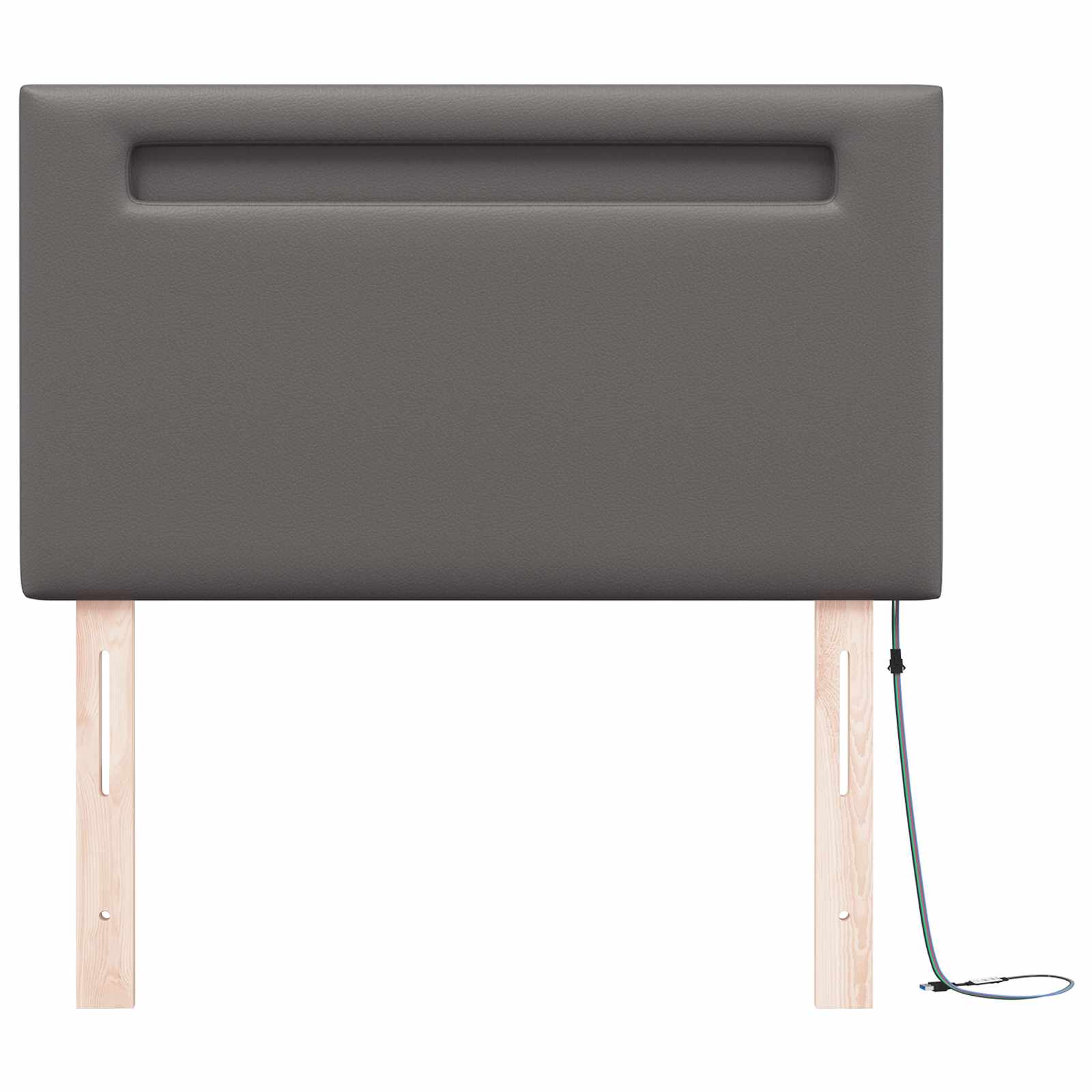 LED glava kreveta Siva 90 cm Lažna koža