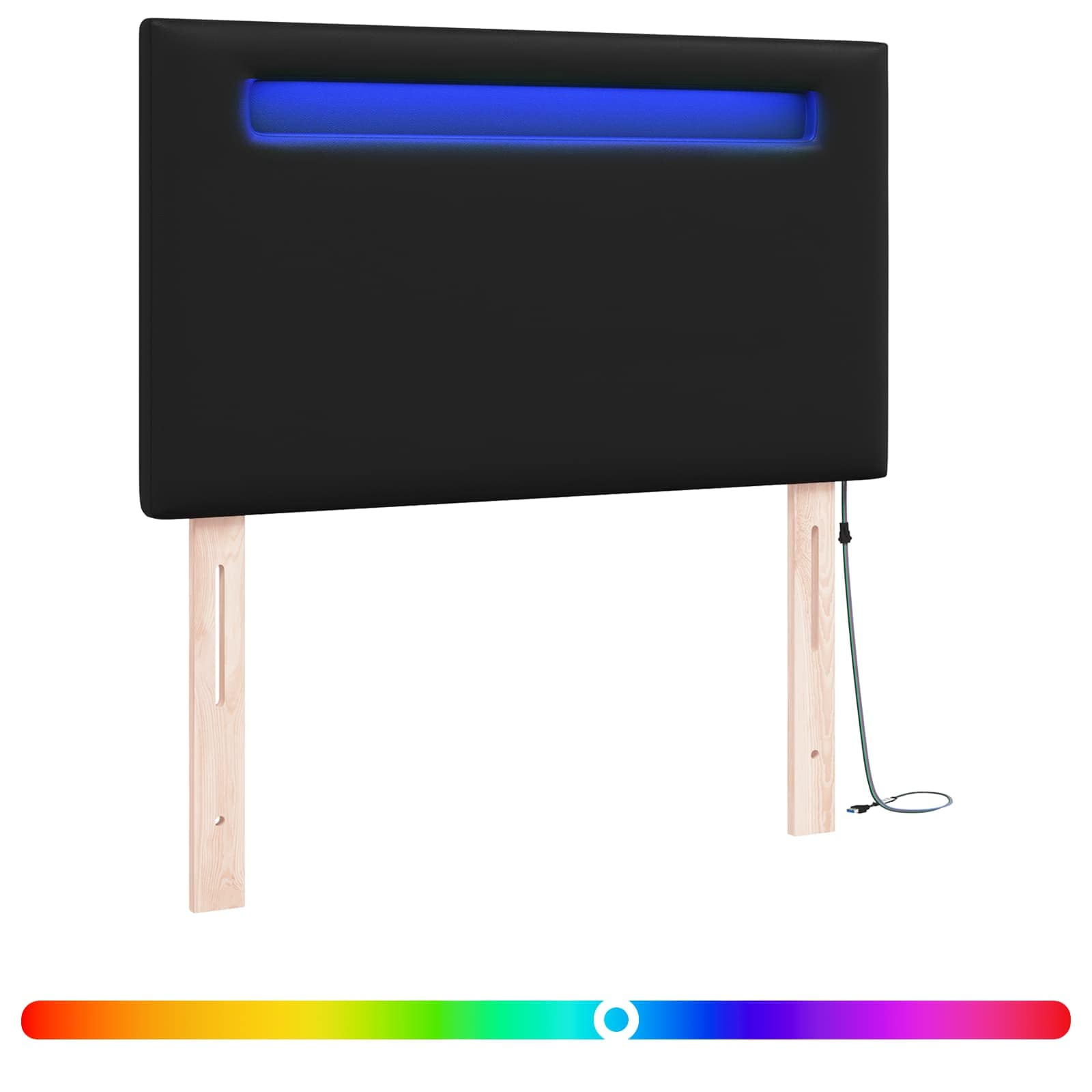 LED glava kreveta Crna 100 cm Lažna koža