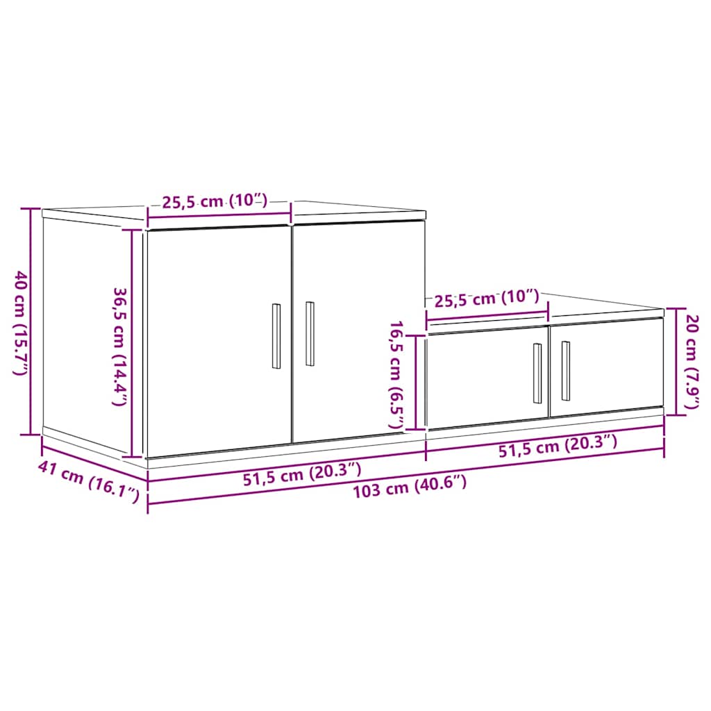 Ormarić za pohranu 2 pcs Staro drvo 103 x 41 x 40 cm