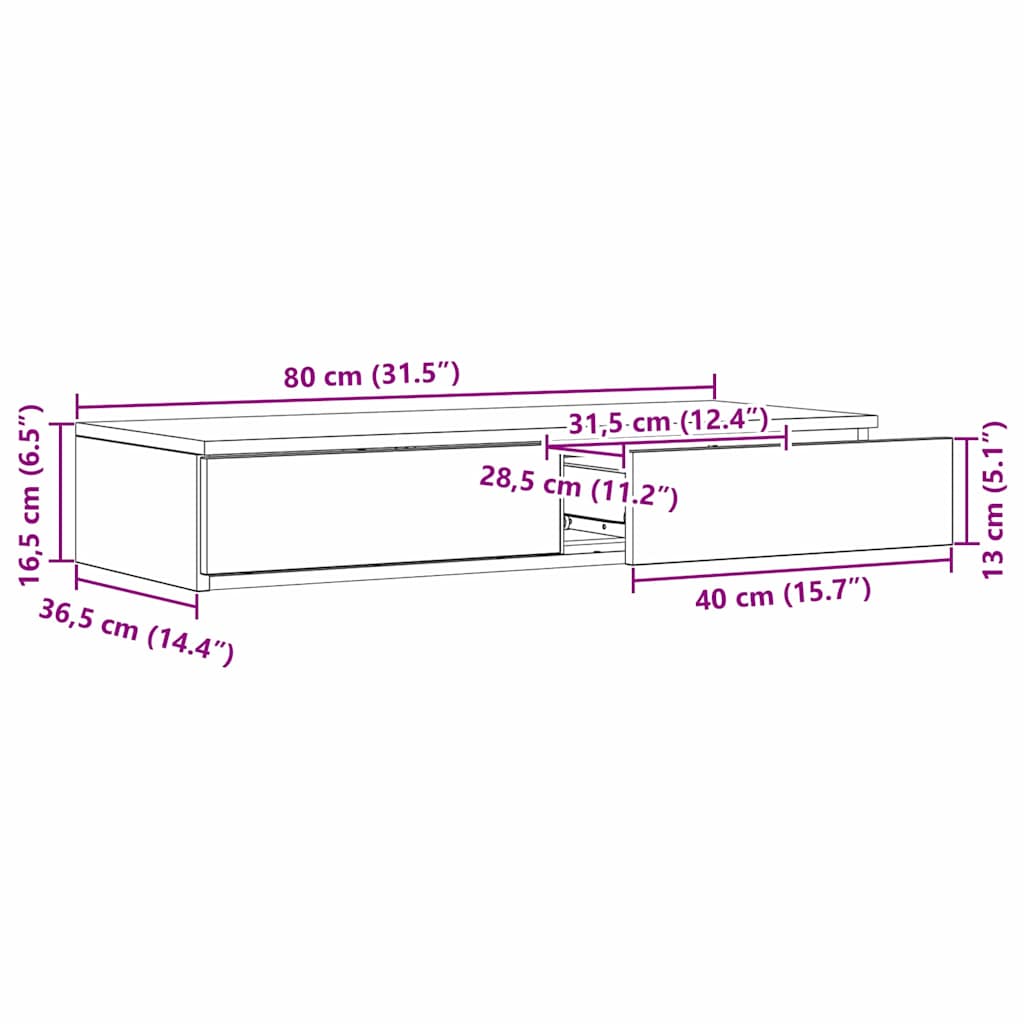 Ladice za krevet s ladicama Siva Sonoma 80 x 36,5 x 16,5 cm