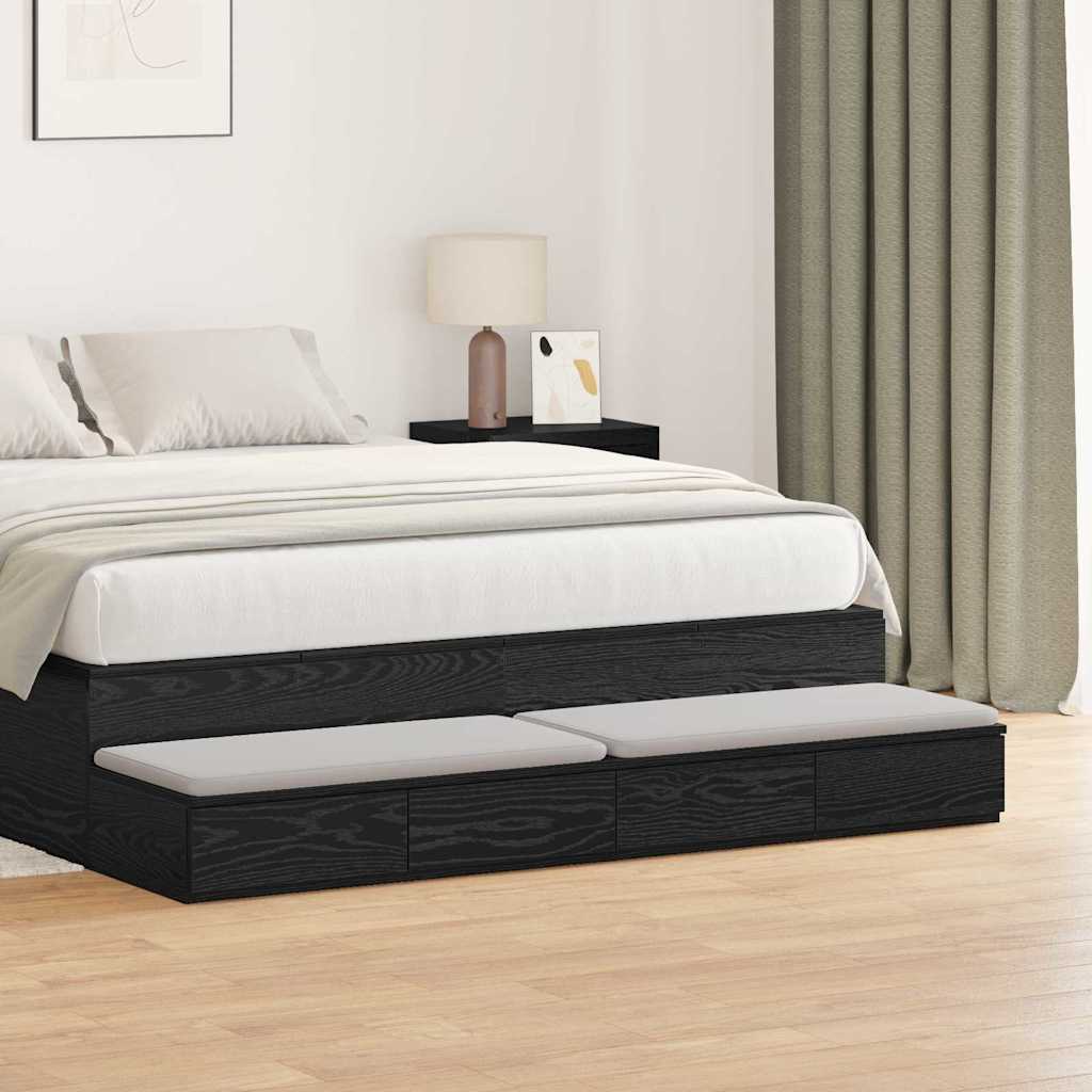 Ladice za krevet s ladicama Crni hrast 140 x 36,5 x 16,5 cm