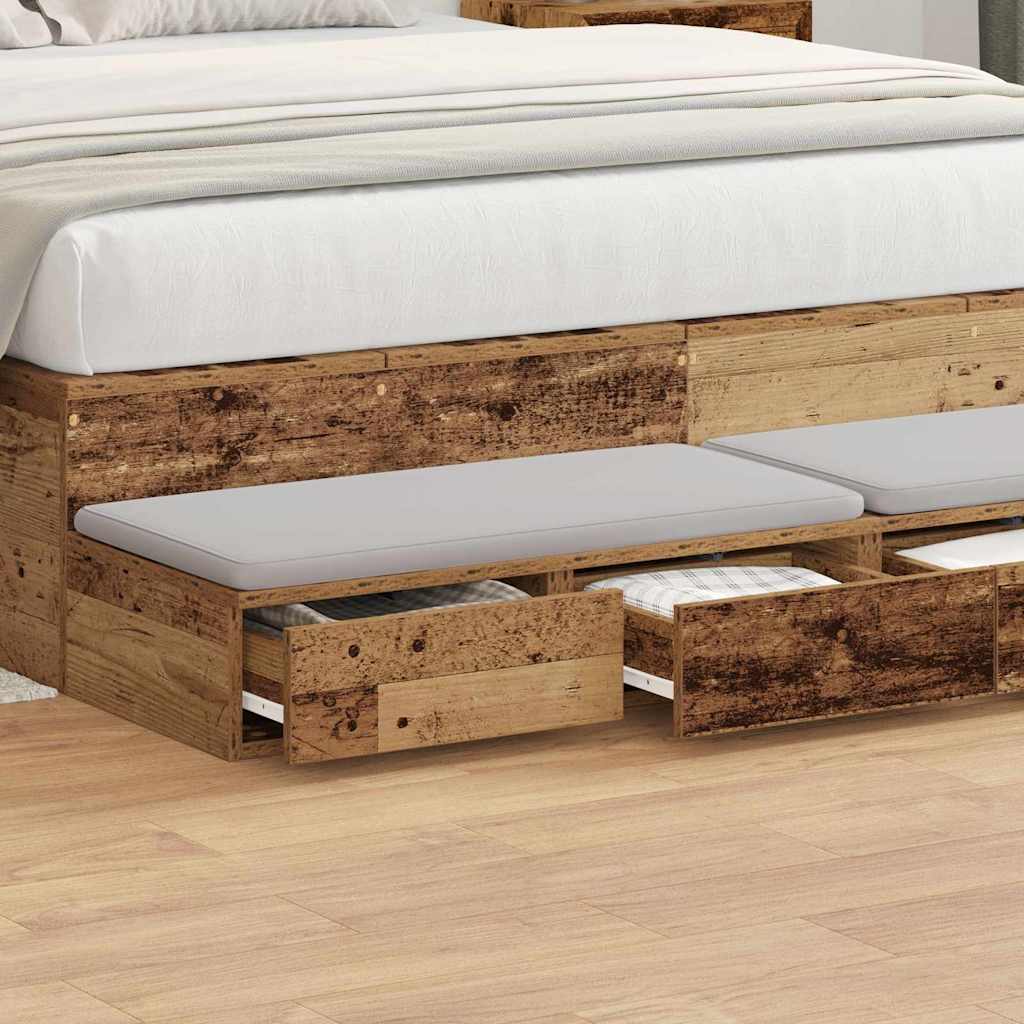 Ladice za krevet s ladicama Staro drvo 140 x 36,5 x 16,5 cm