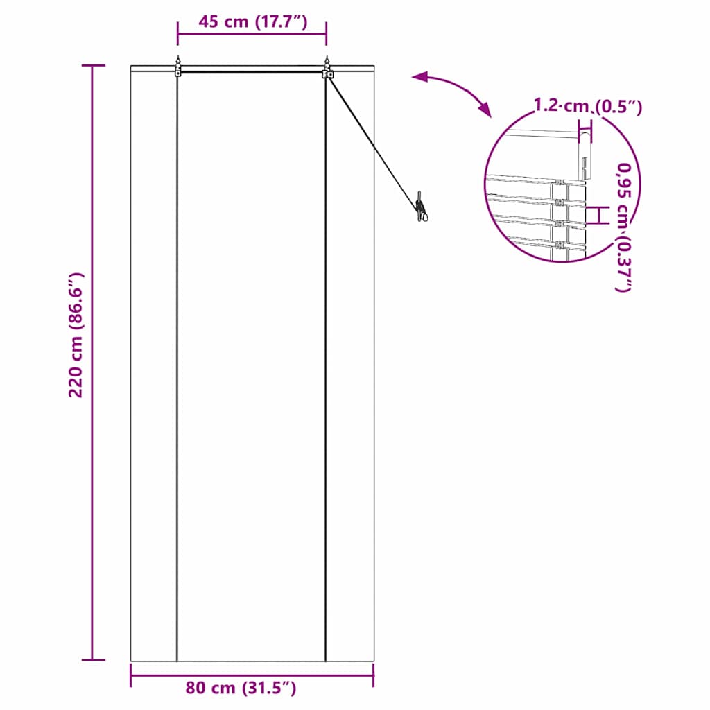 Rolo zavjesa sa zavjesama Smeđa 80 x 220 cm bambus