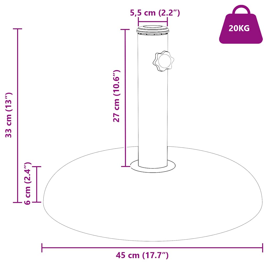 Baza za suncobran 20,9kg Svijetlo siva Beton Kružni