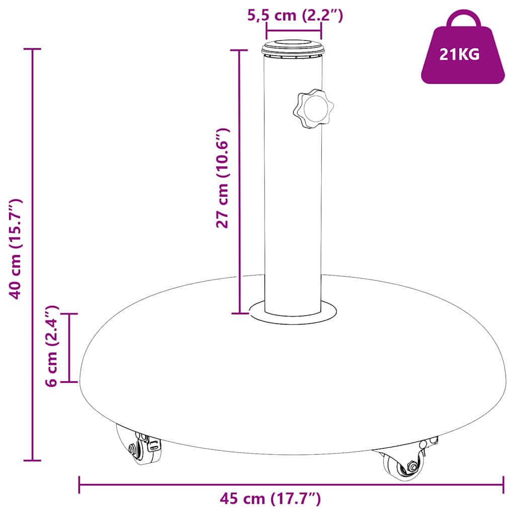 Baza za suncobran 21kg Svijetlo siva Beton Kružni