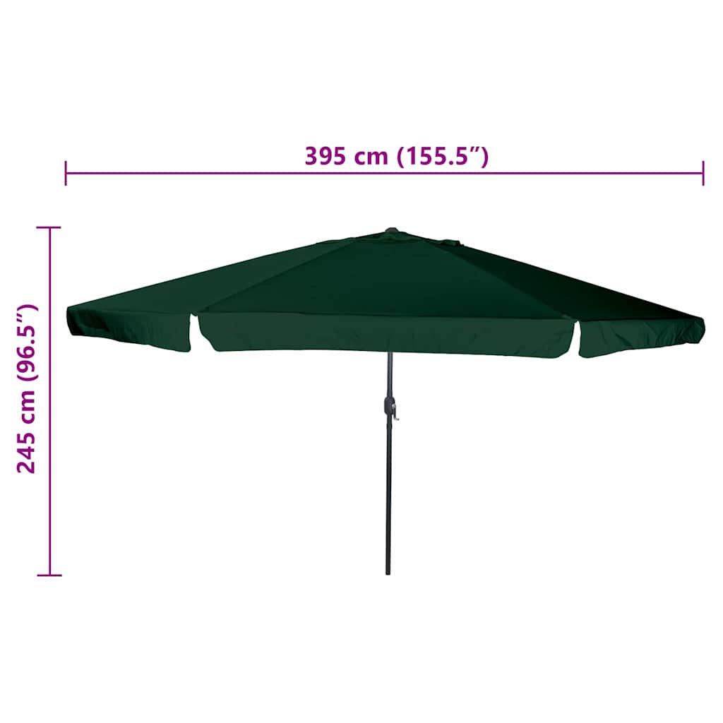 Vrtni suncobran Zelena 394 x 394 x 248 cm Poliester i čelik