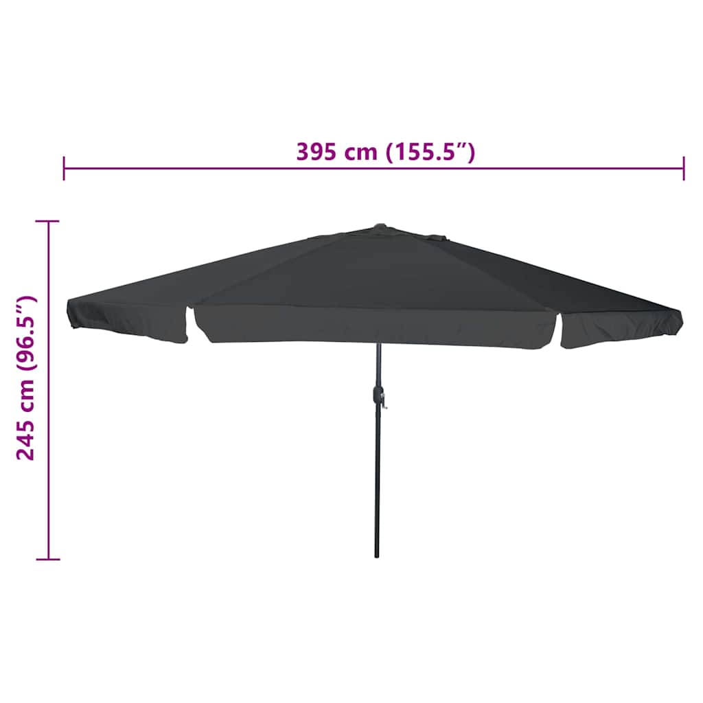 Vrtni suncobran Antracit 394 x 394 x 248 cm Poliester i čelik