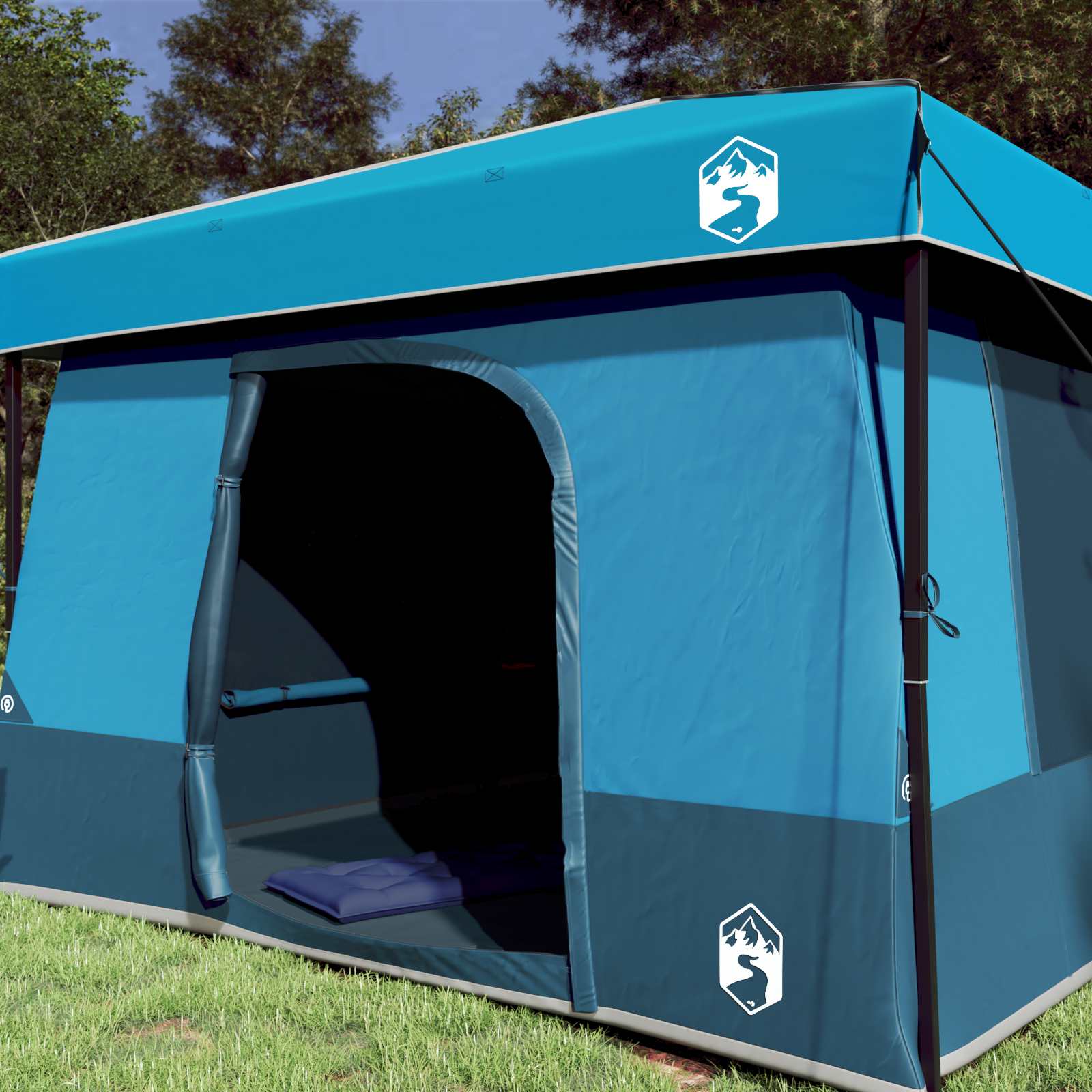 Set Kamp Šatora s krovom s pohranom 2 pcs Plava Tafta i Tkanina