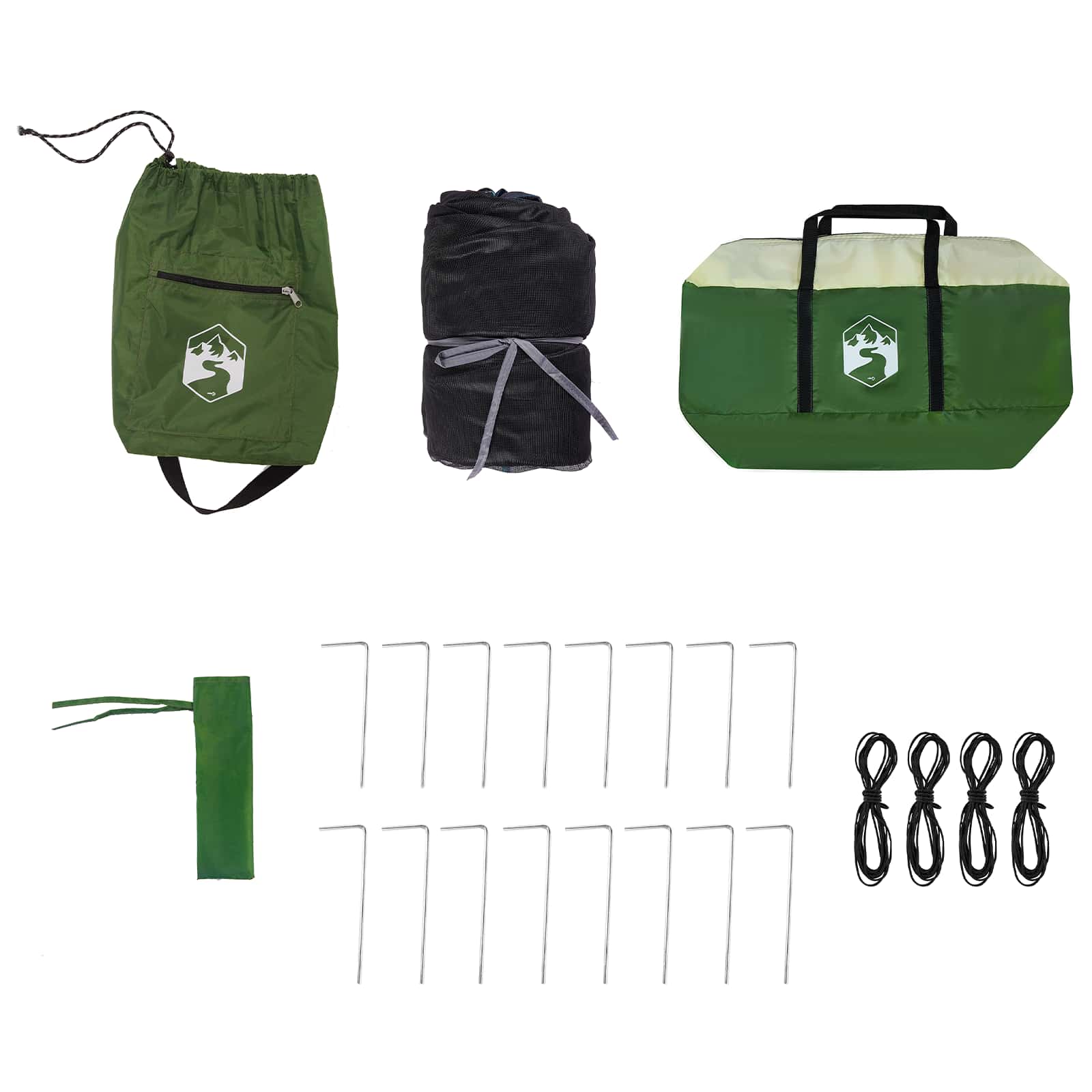 Set Kamp Šatora s krovom 2 pcs Zelena Tafta i Tkanina