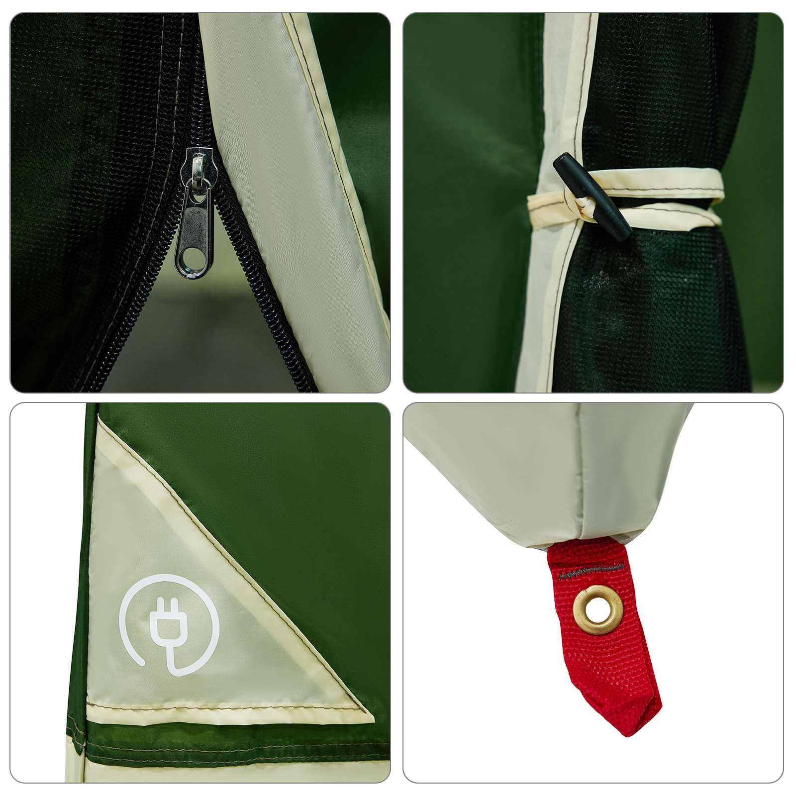 Set Kamp Šatora s krovom 2 pcs Zelena Tafta i Tkanina