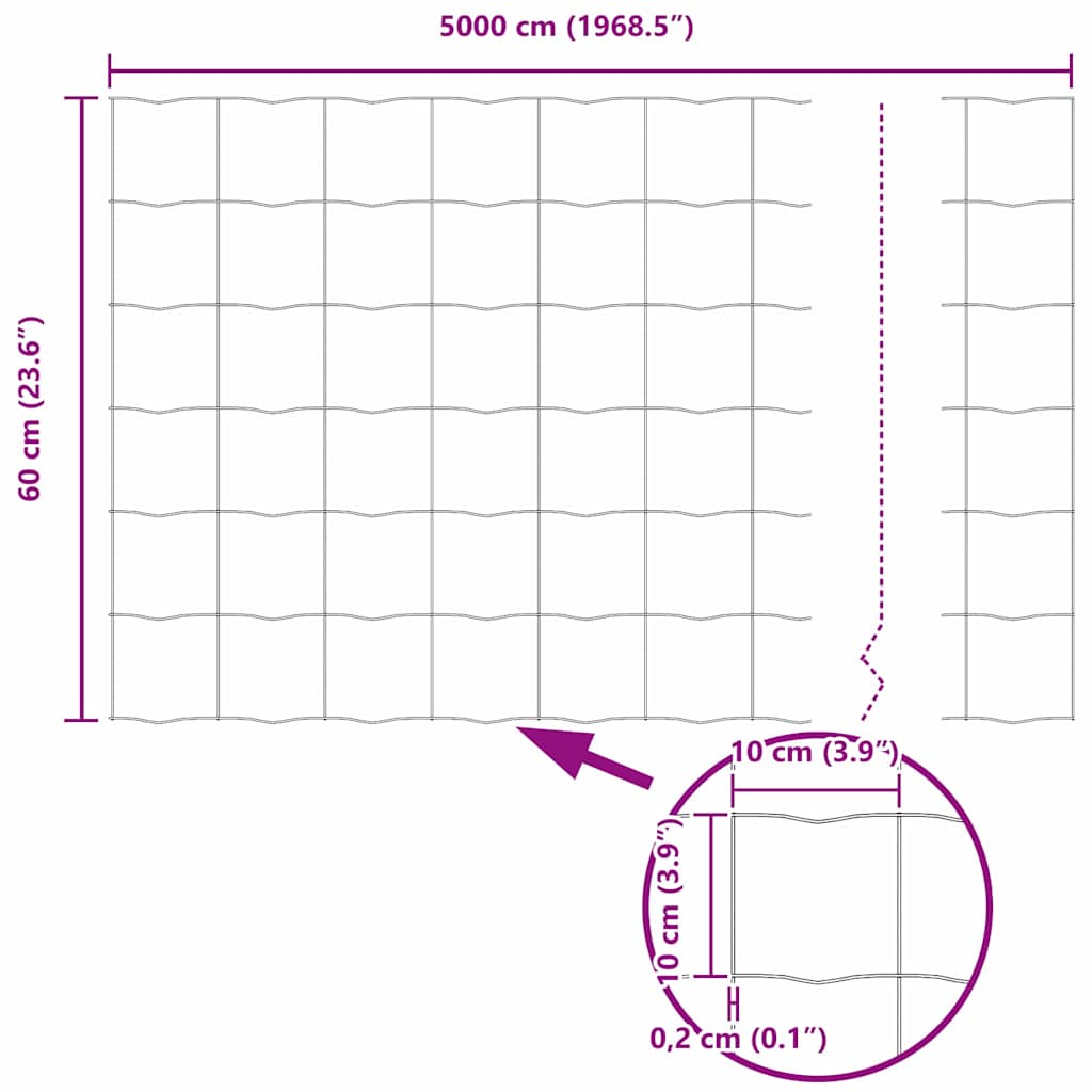 Euro ograda Siva 0,6 x 50 m Željezo prekriveno PVC-om