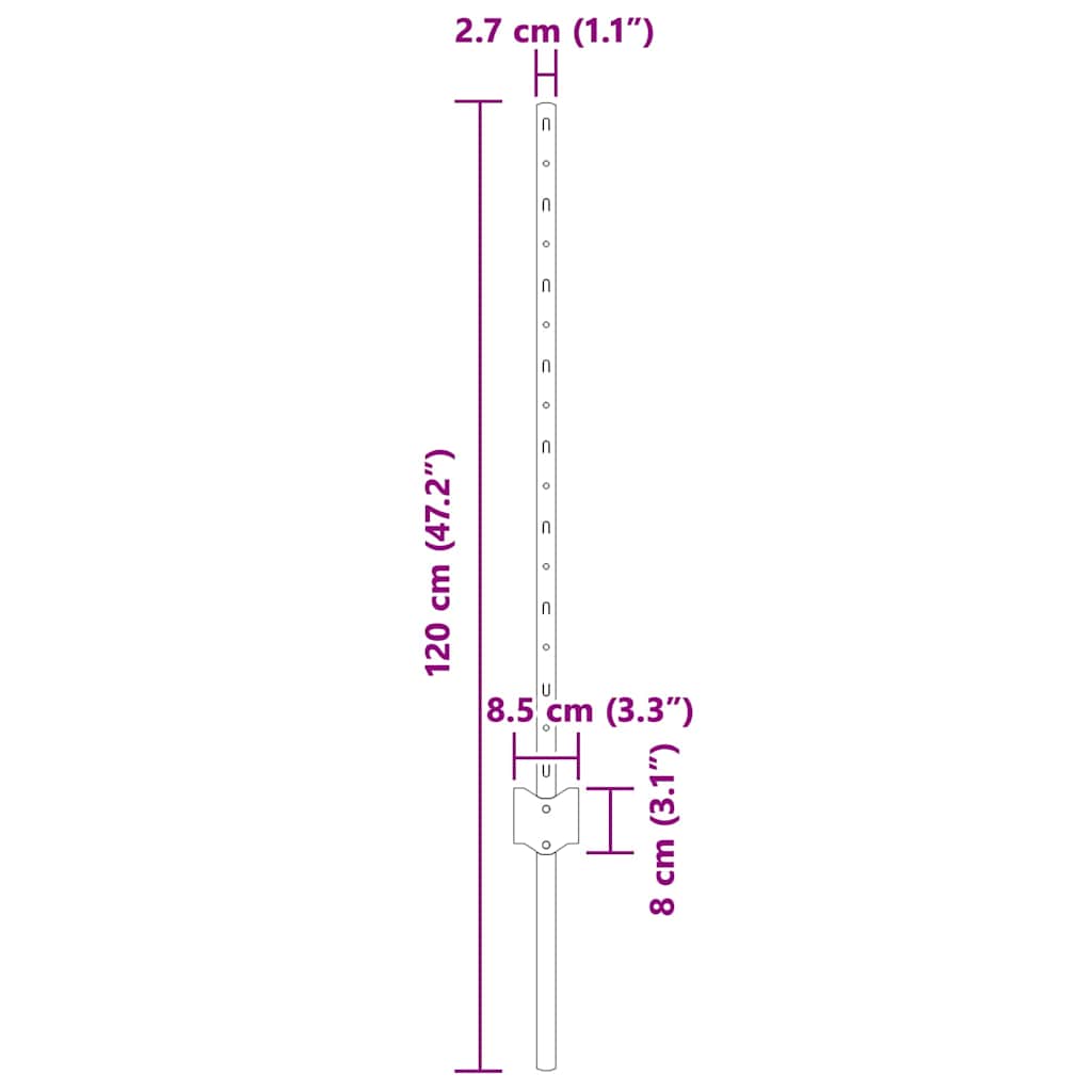 Stup za ogradu 44 pcs Zelena 120 cm Čelik