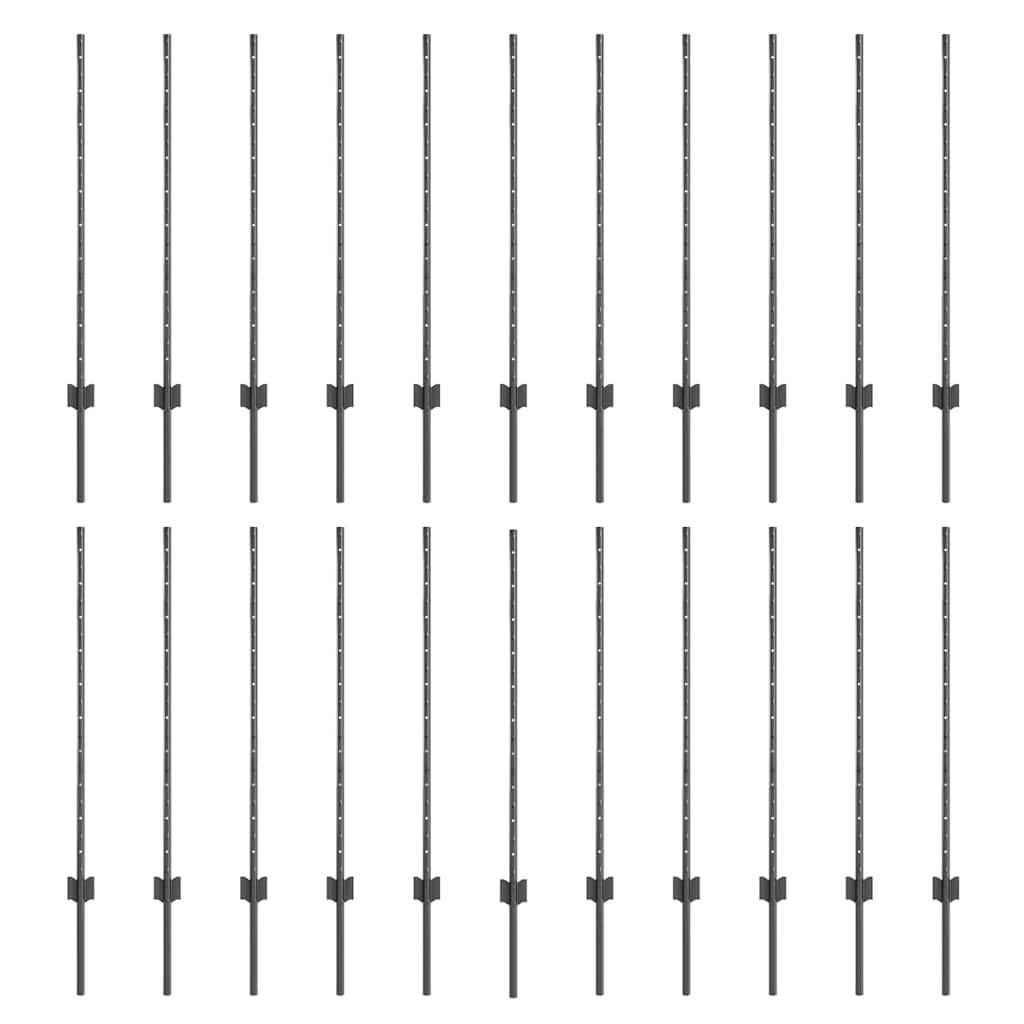 Stup za ogradu 22 pcs Siva 140 cm Čelik